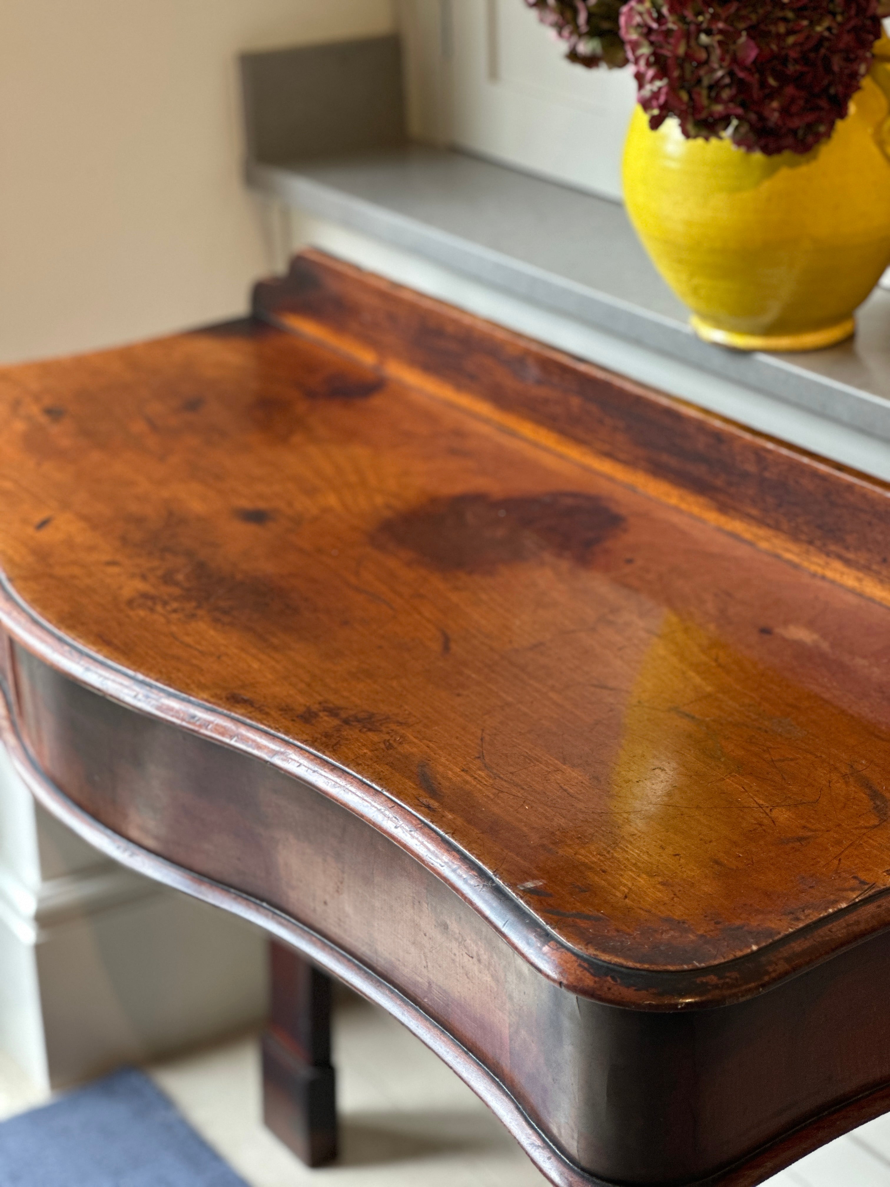 19th Mahogany Serpentine Console