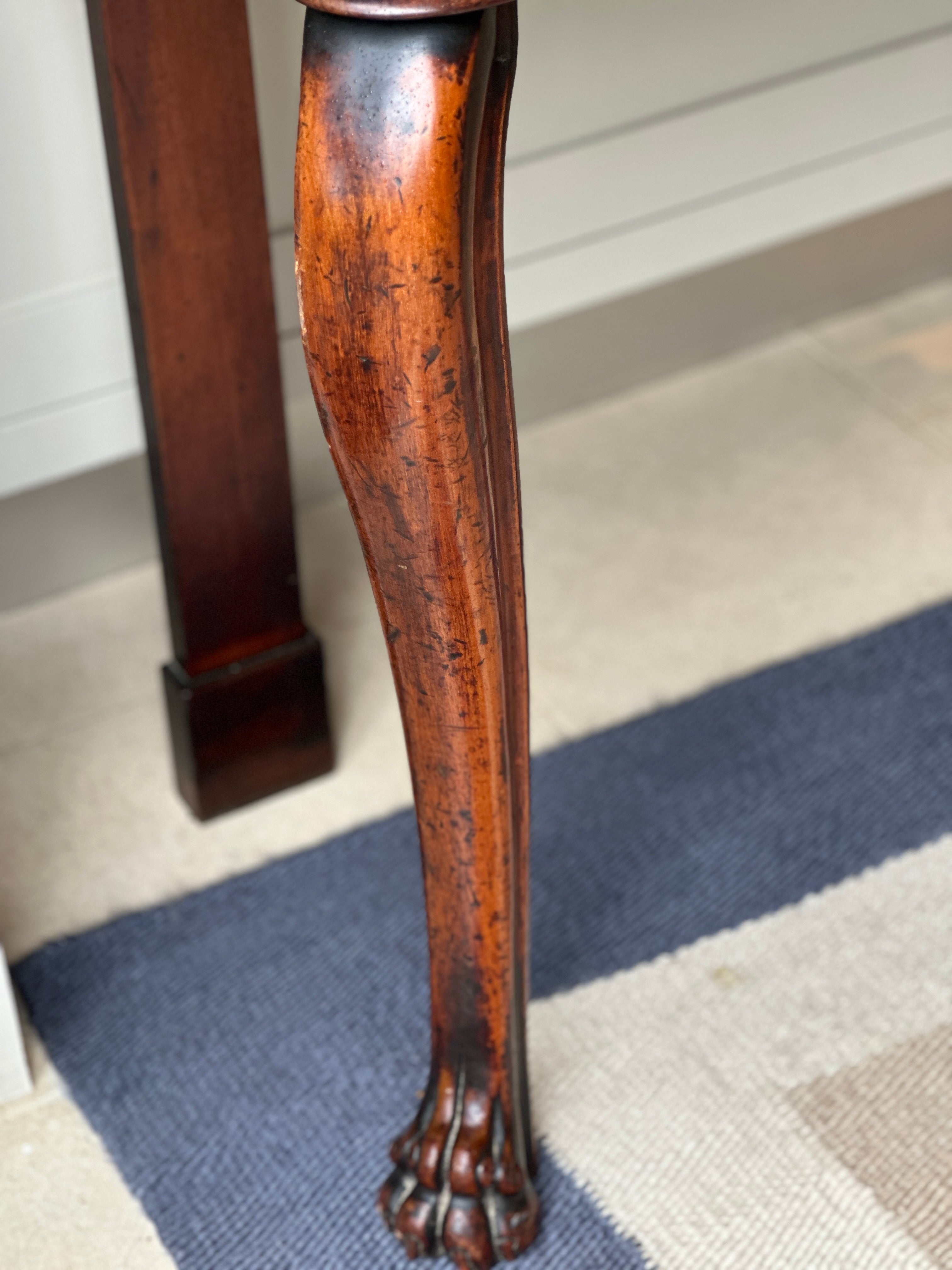 19th Mahogany Serpentine Console