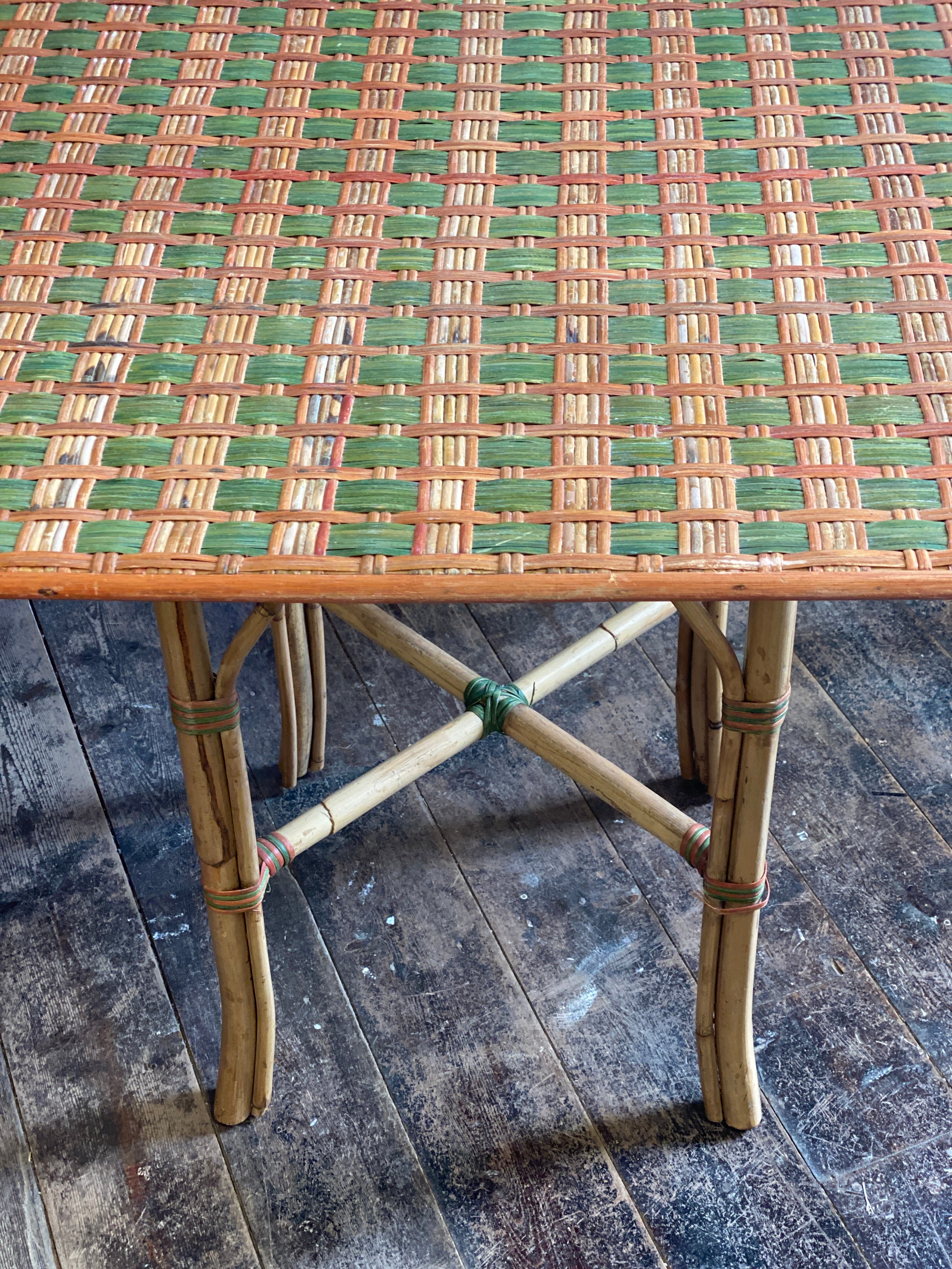 Charming Vintage French Split Cane Conservatory Table