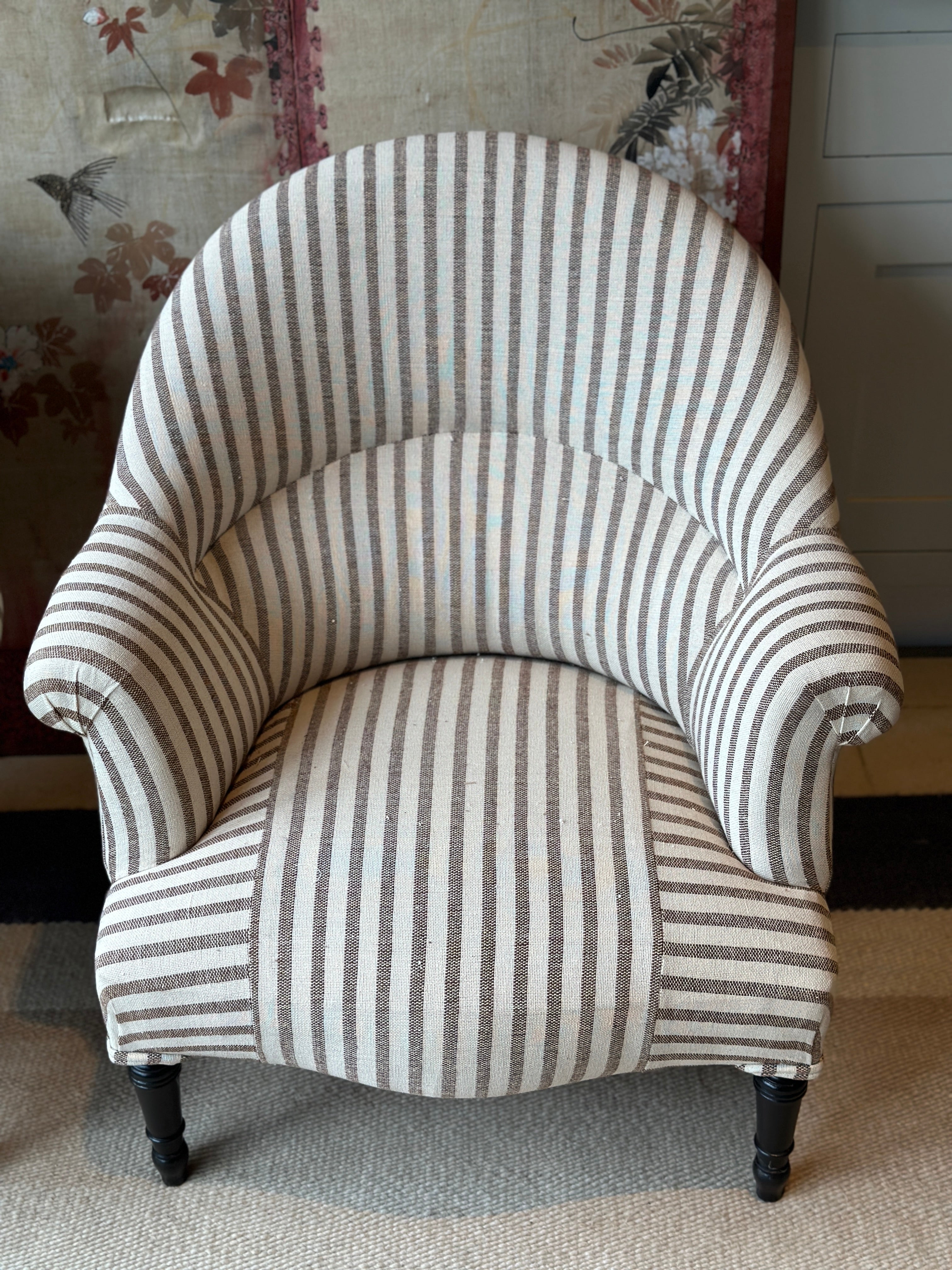 Pair of Crapaud Tub Chairs in GG Olive Sacking Cocoa