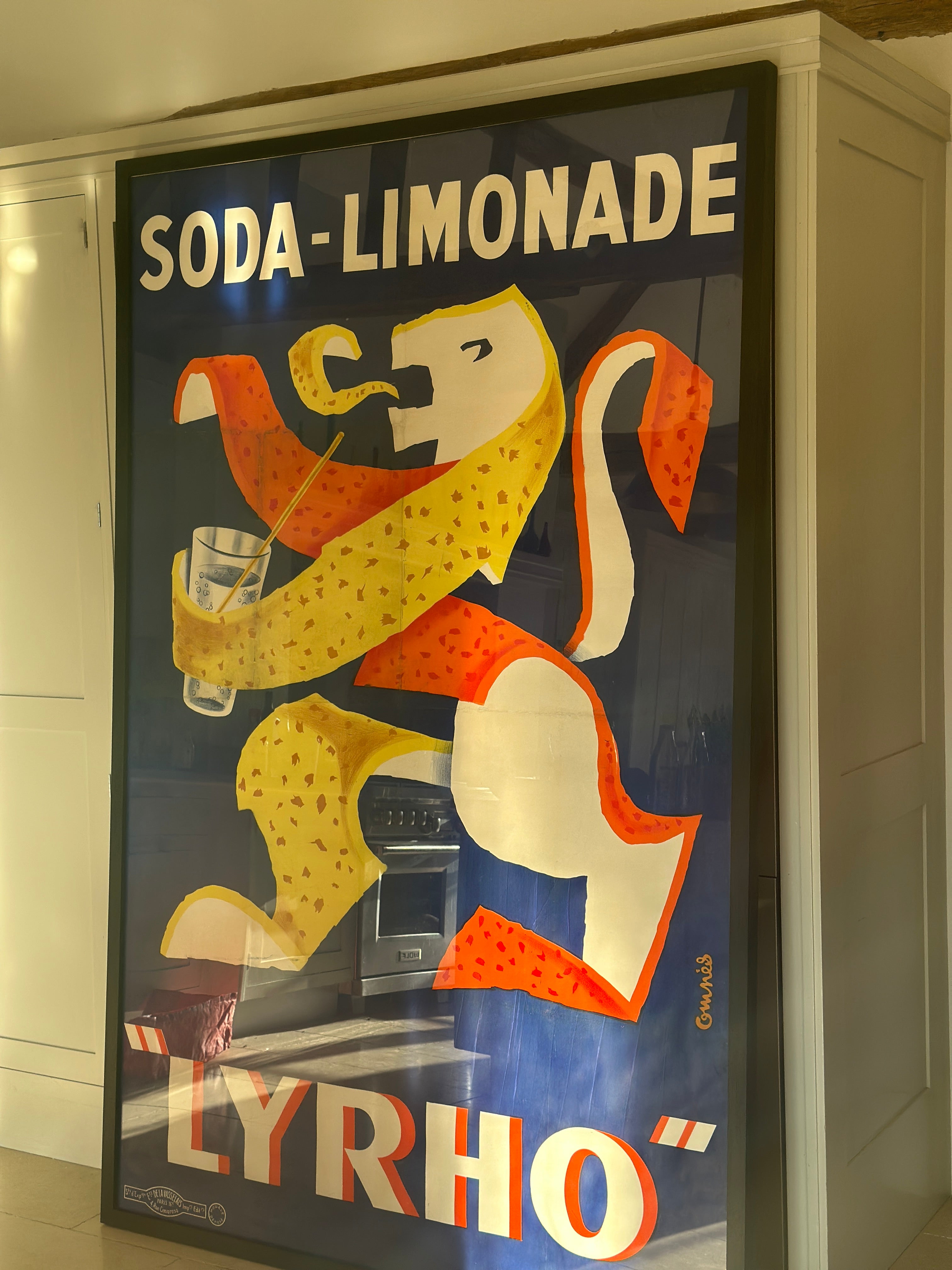 Large Original French ‘Lyrho’ Lion Poster from 1920s.