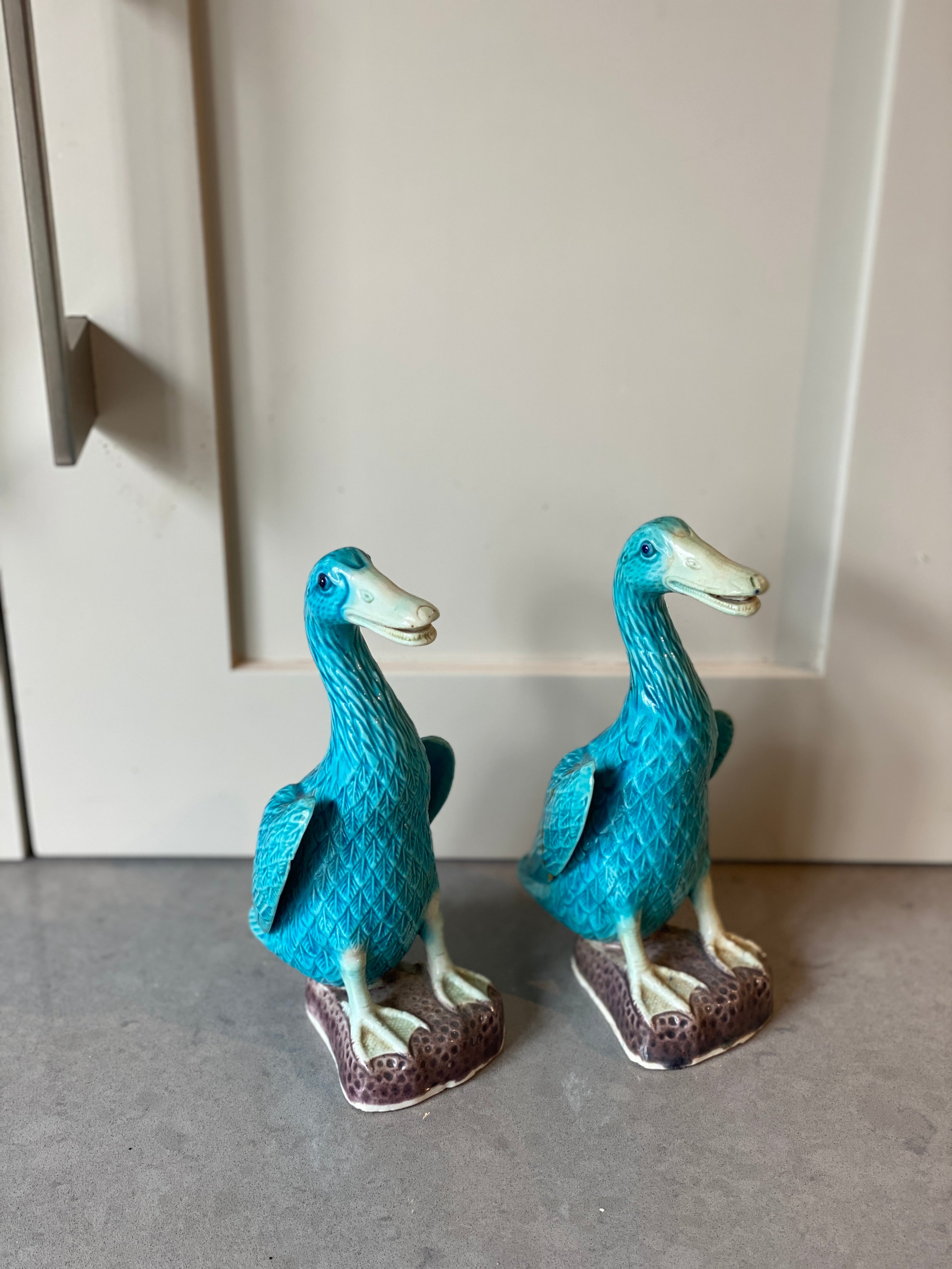 Pair of Decorative Chinese Turquoise Ducks