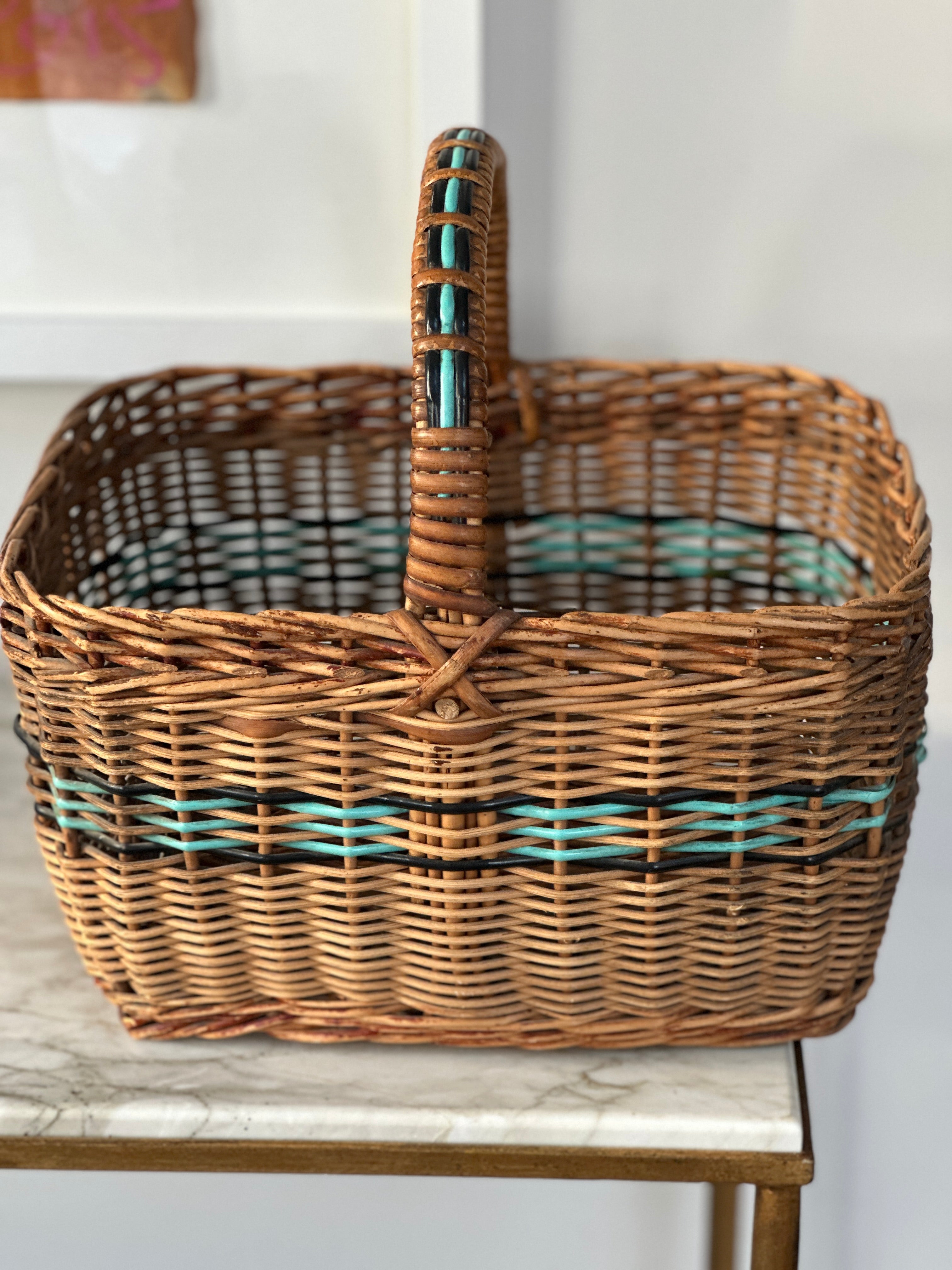 Vintage English Shopper with Green & Black Accents