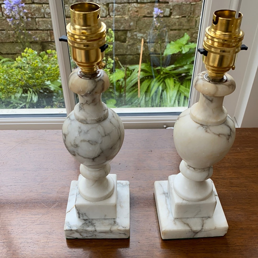 Small pair of marble lamps