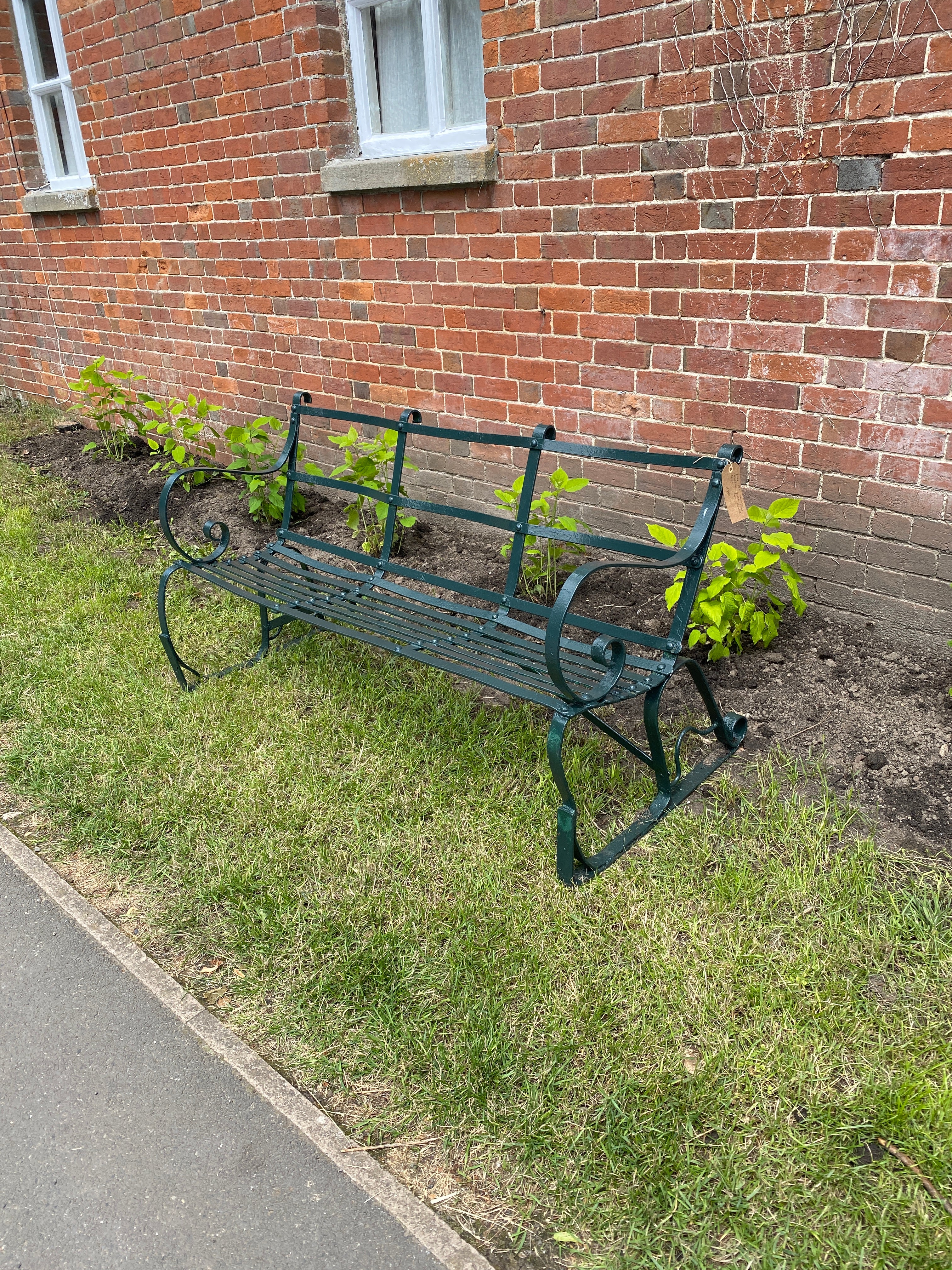 Late 19th Century Cumbrian Green Strap Bench
