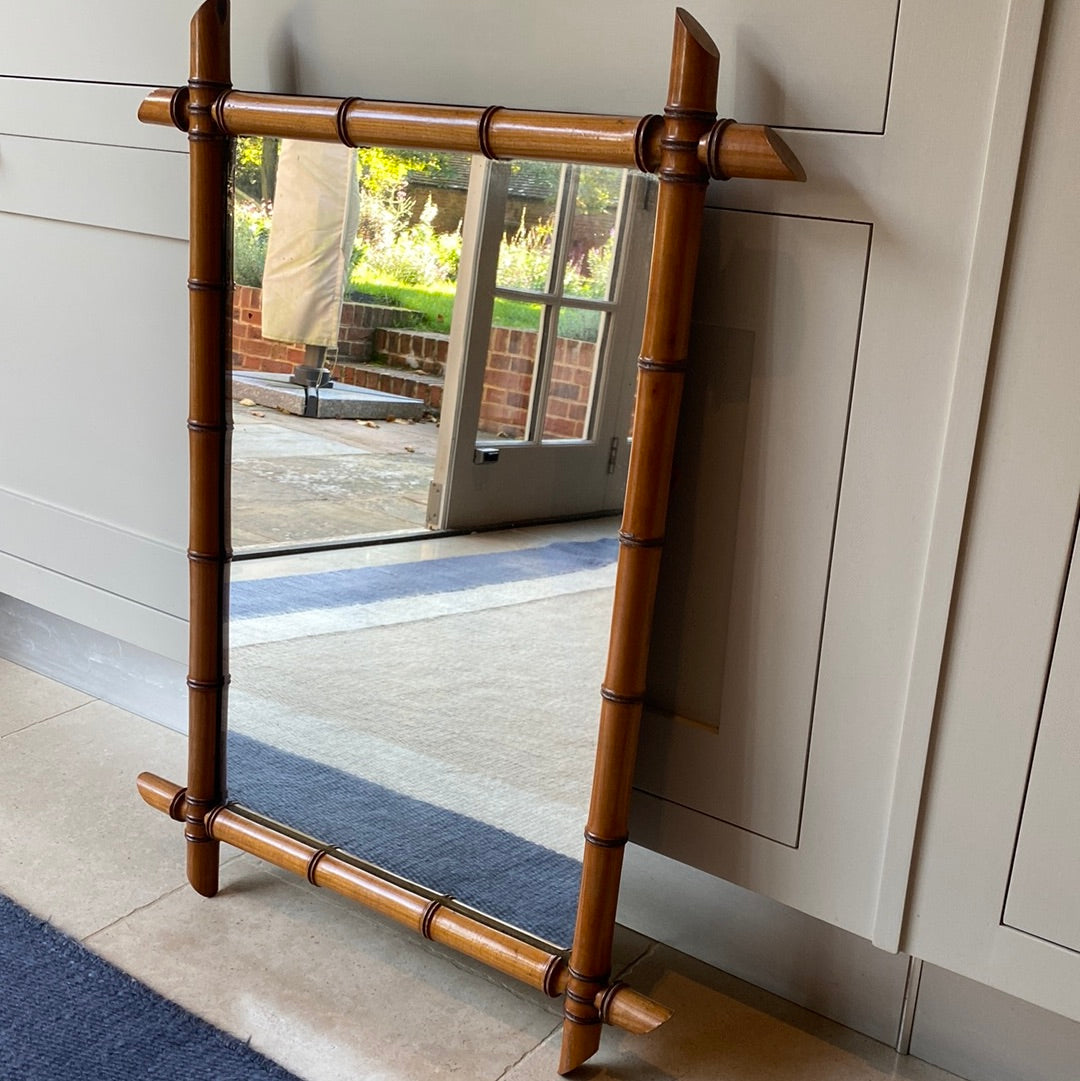 Pretty Light Oak Medium Faux Bamboo Mirror