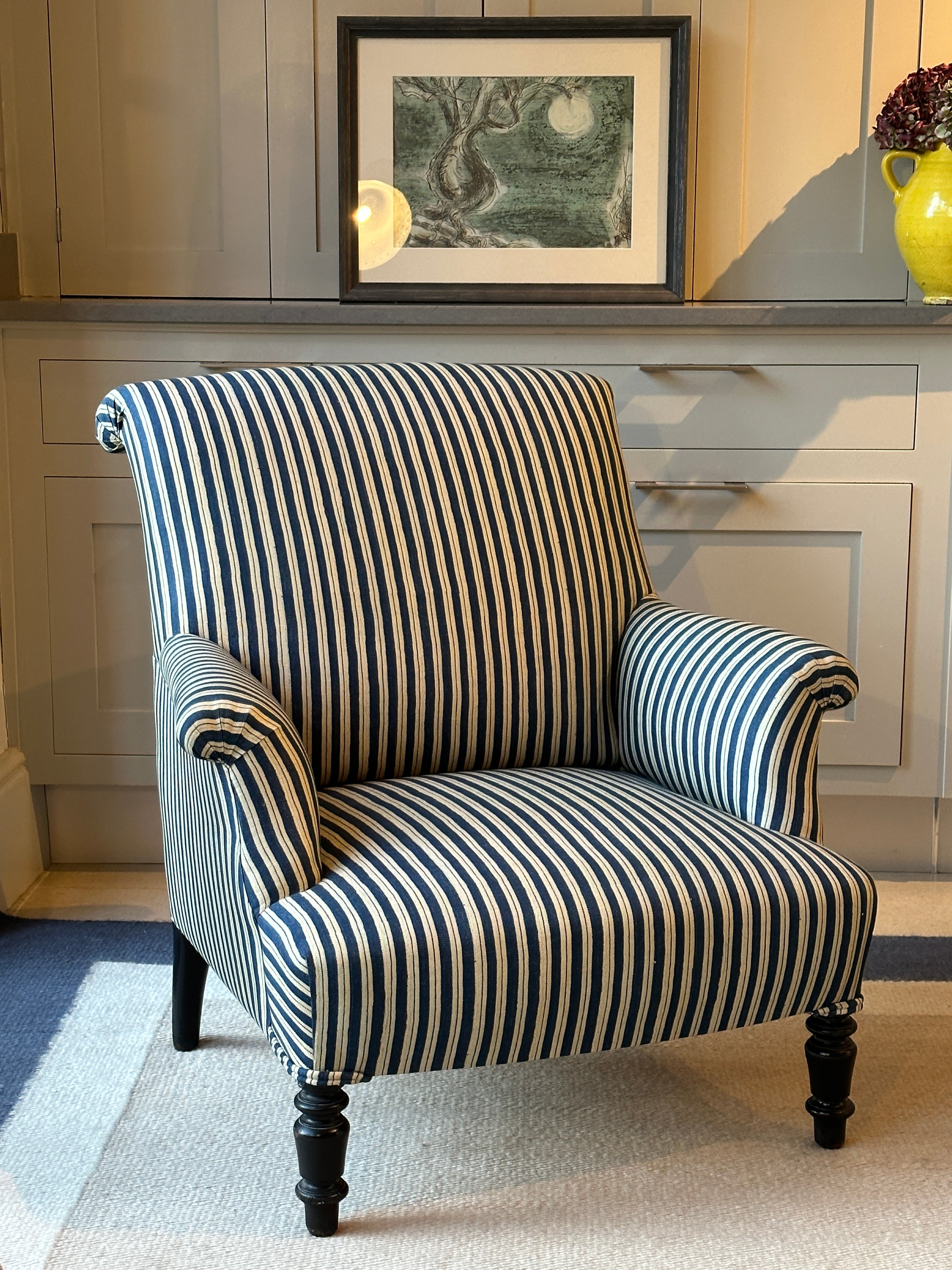 C19th French Scroll Back Chair in Jennifer Shorto