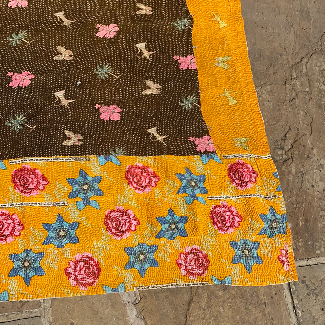 Orange & brown vintage kantha
