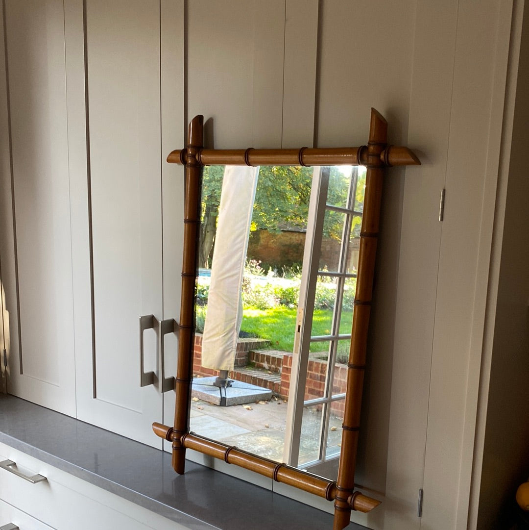 Pretty Light Oak Medium Faux Bamboo Mirror