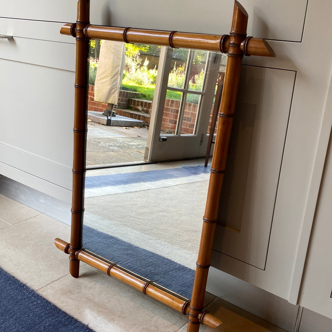 Pretty Light Oak Medium Faux Bamboo Mirror
