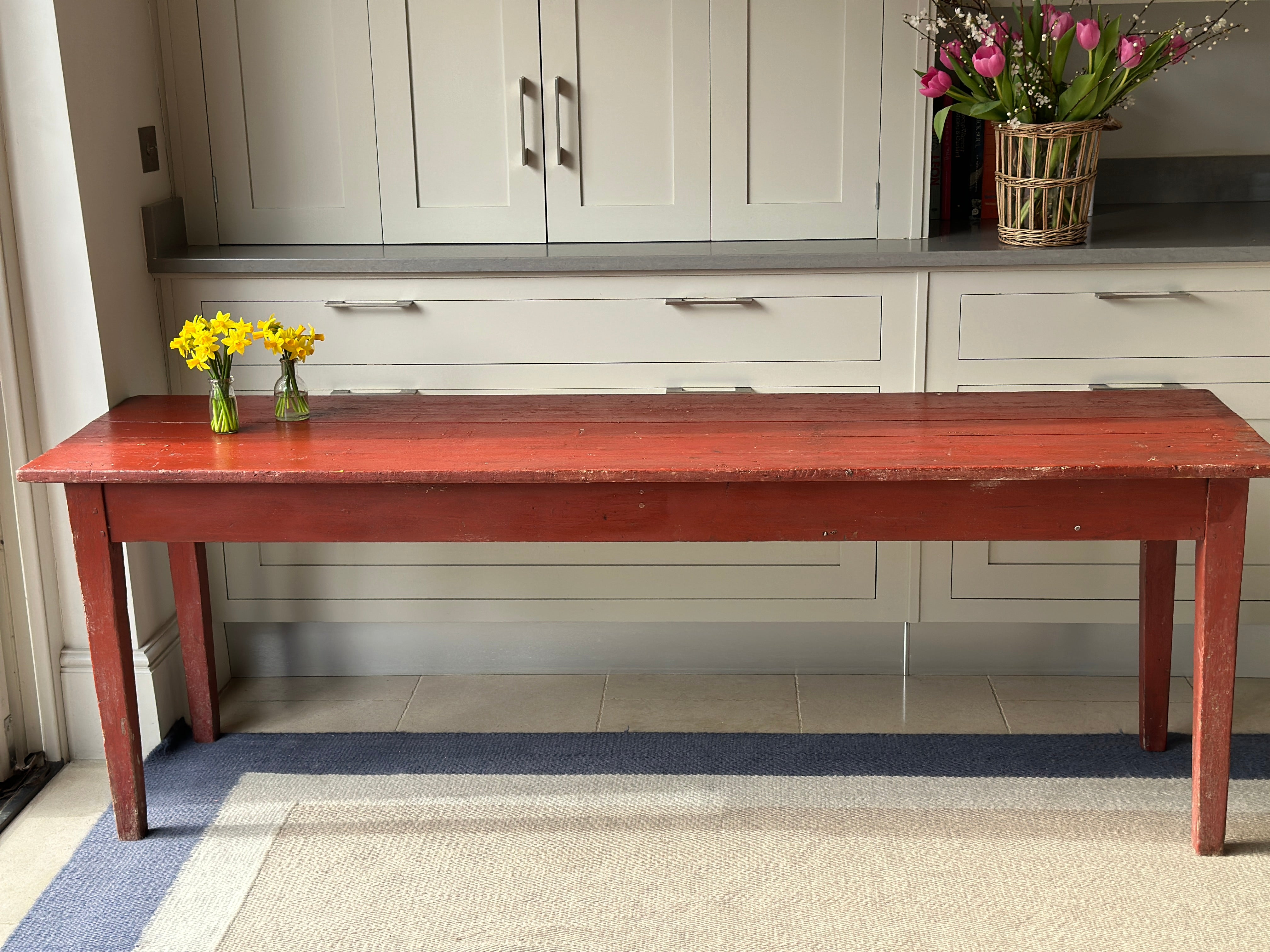 French Red Painted Farmhouse Console