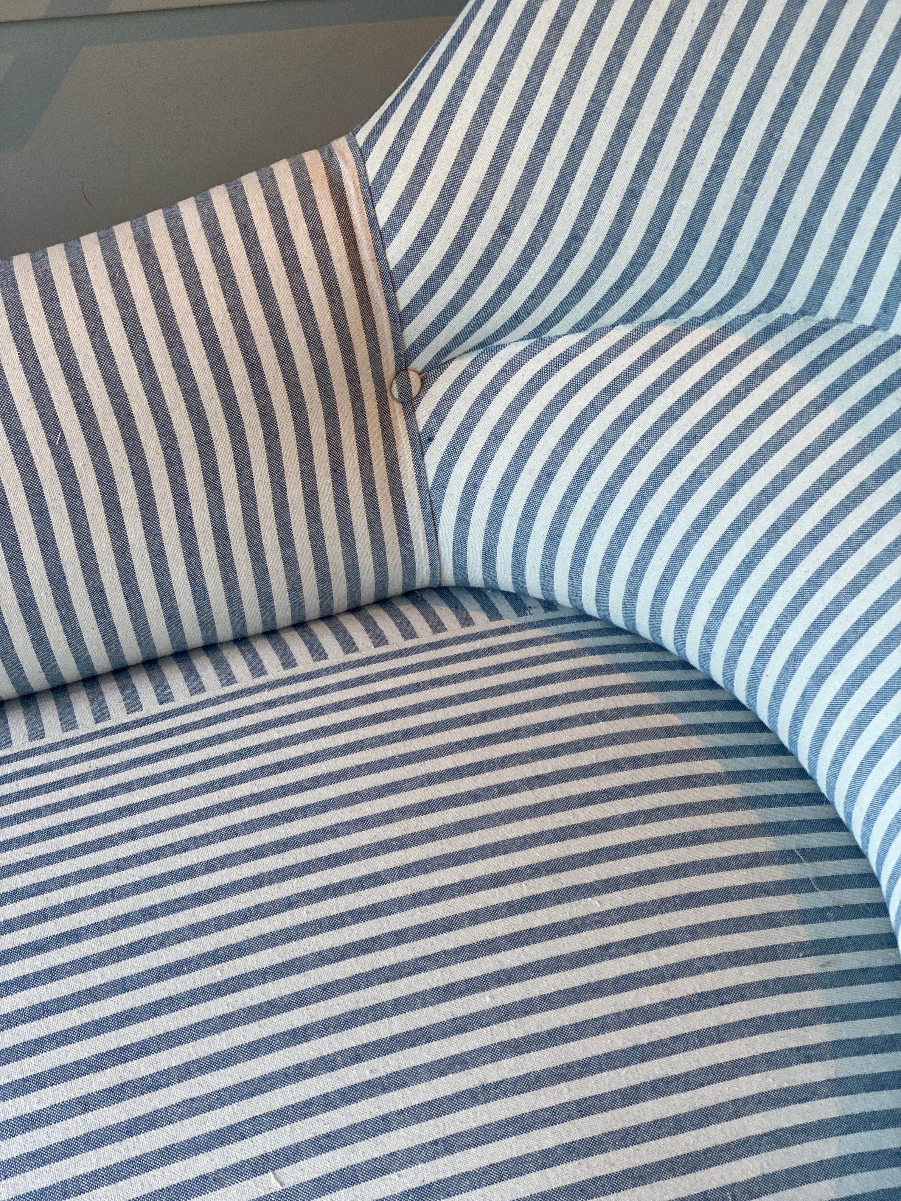 Long Chaise in Blue & White Ticking