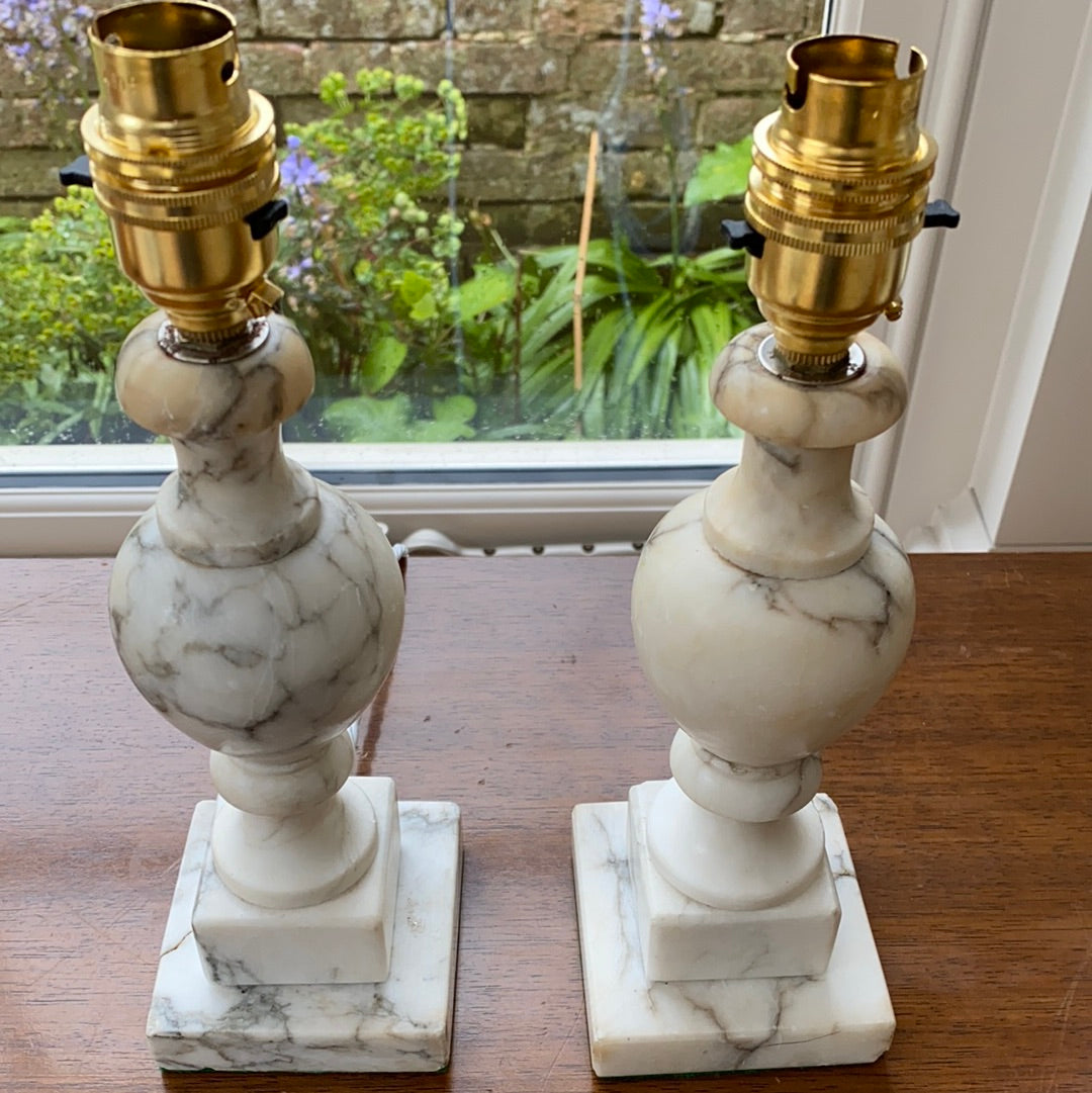 Small pair of marble lamps