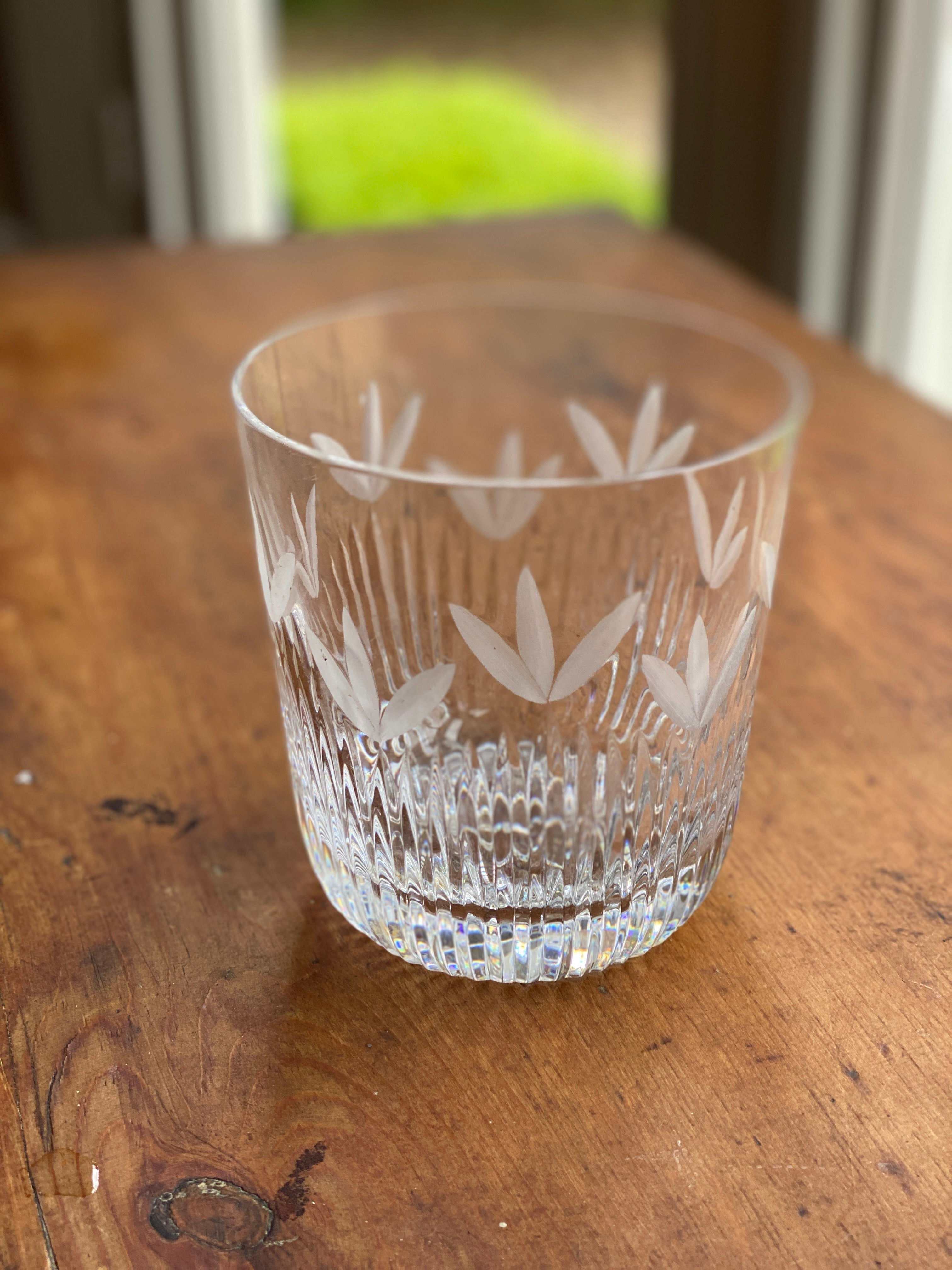 Small cut glass flower vase