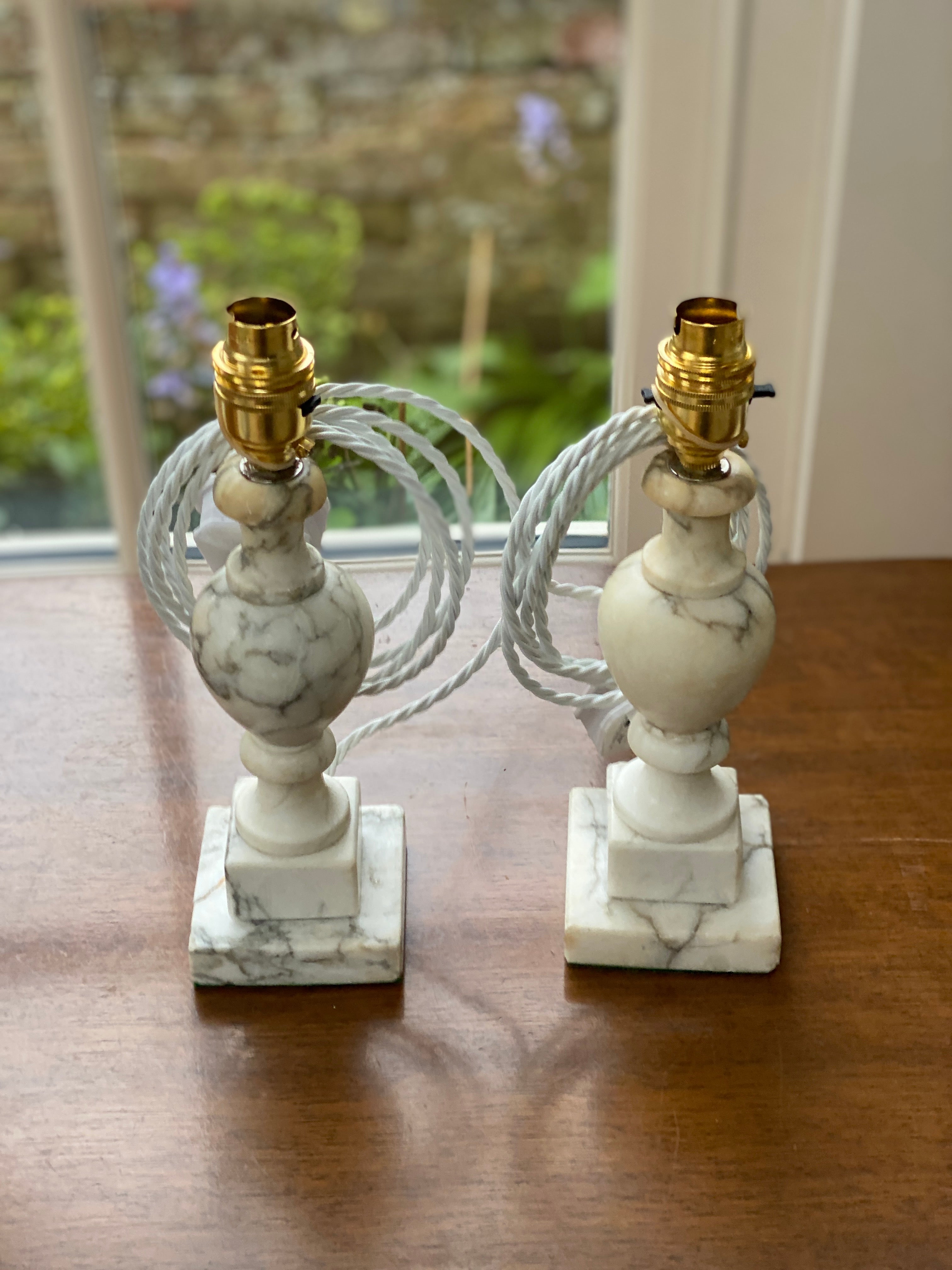 Small pair of marble lamps