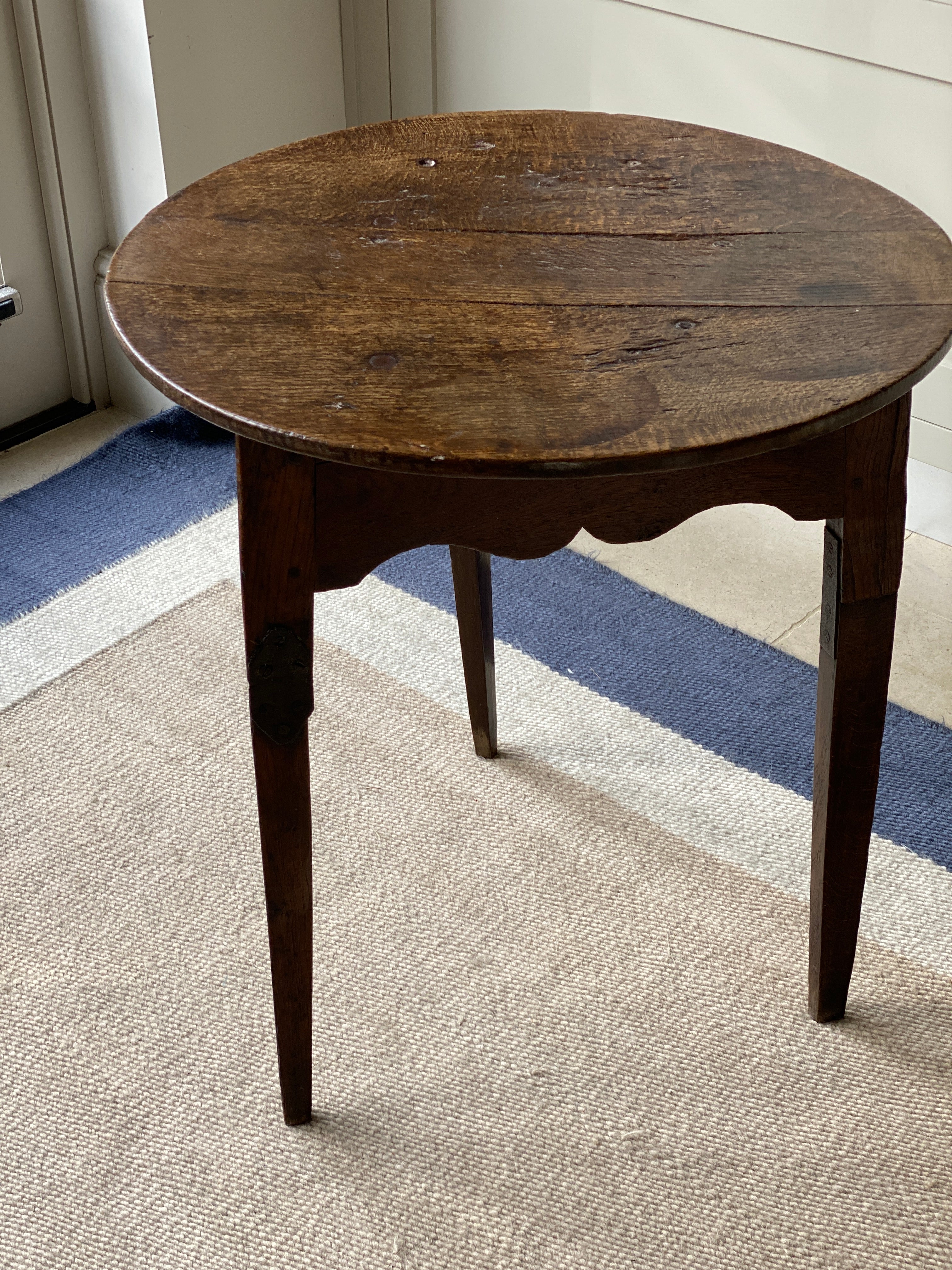 Dark Oak Cricket Table with Historic Repairs