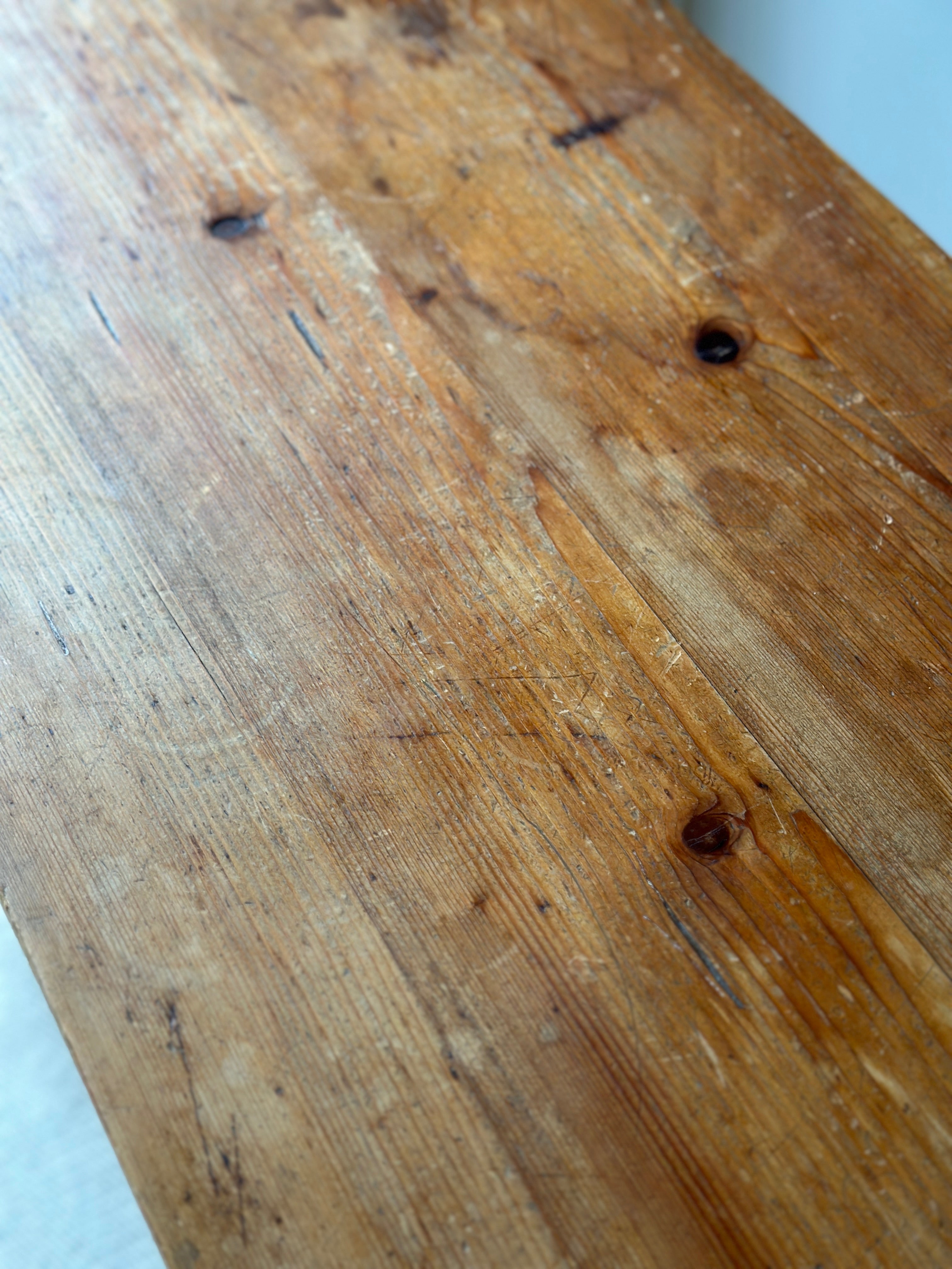 Small Pitch Pine Desk with Faux Bamboo Legs