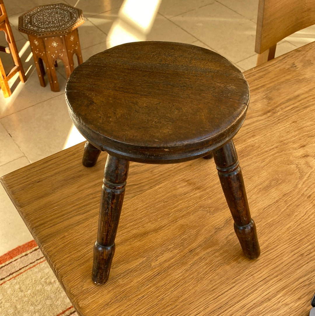 Tiny Round Oak Stool