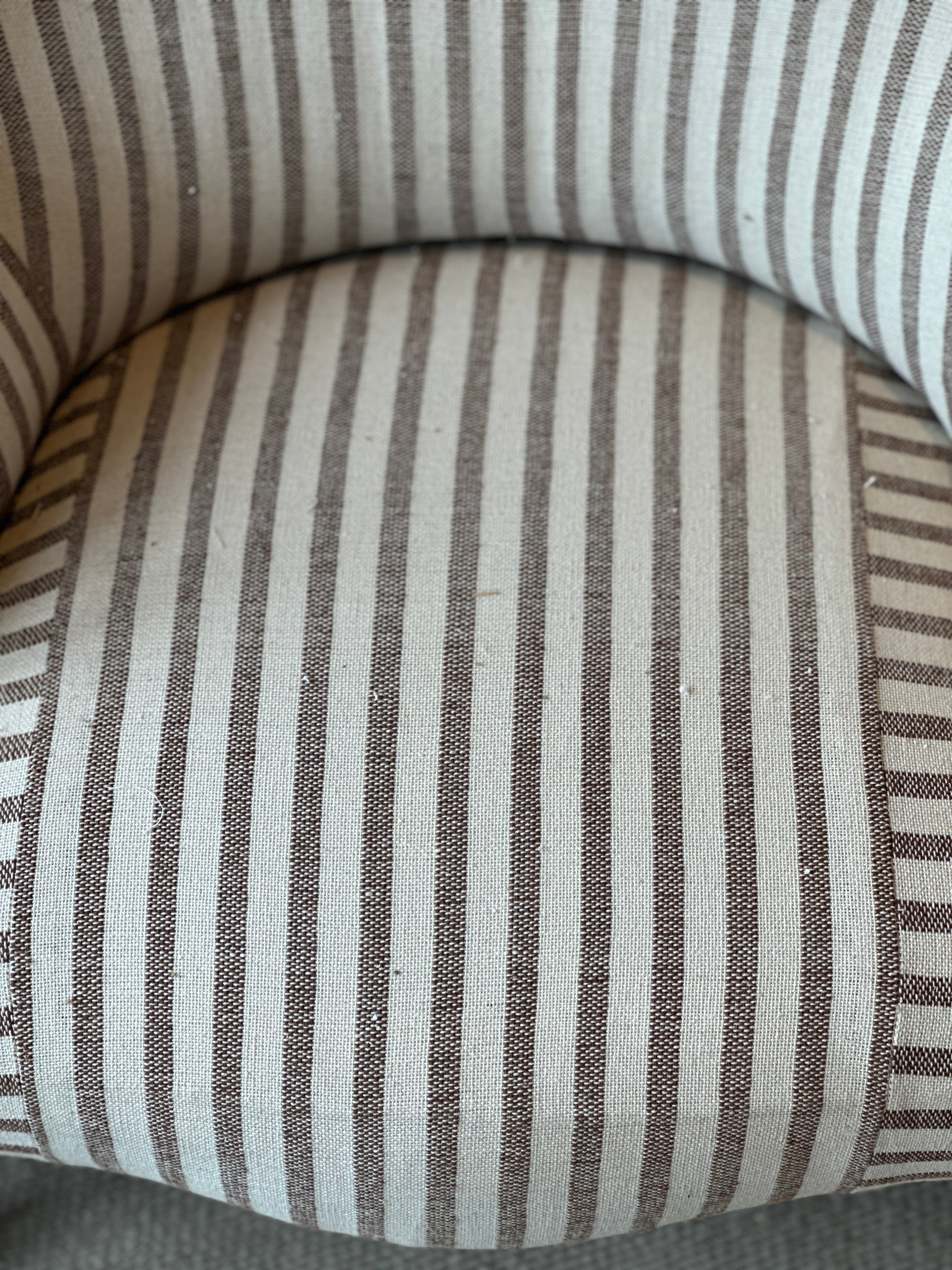 Pair of Crapaud Tub Chairs in GG Olive Sacking Cocoa