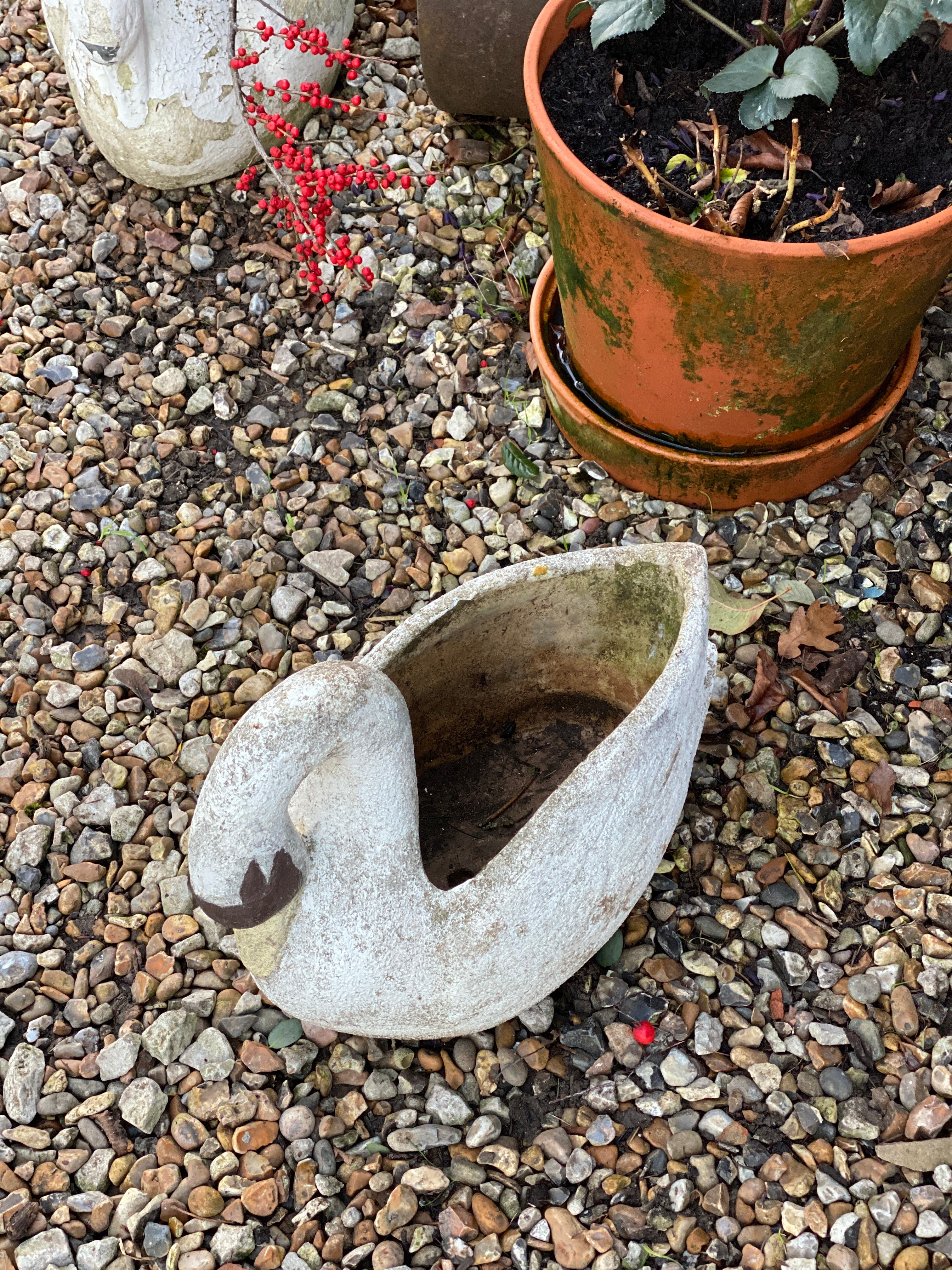 Small Vintage French Swan Planter