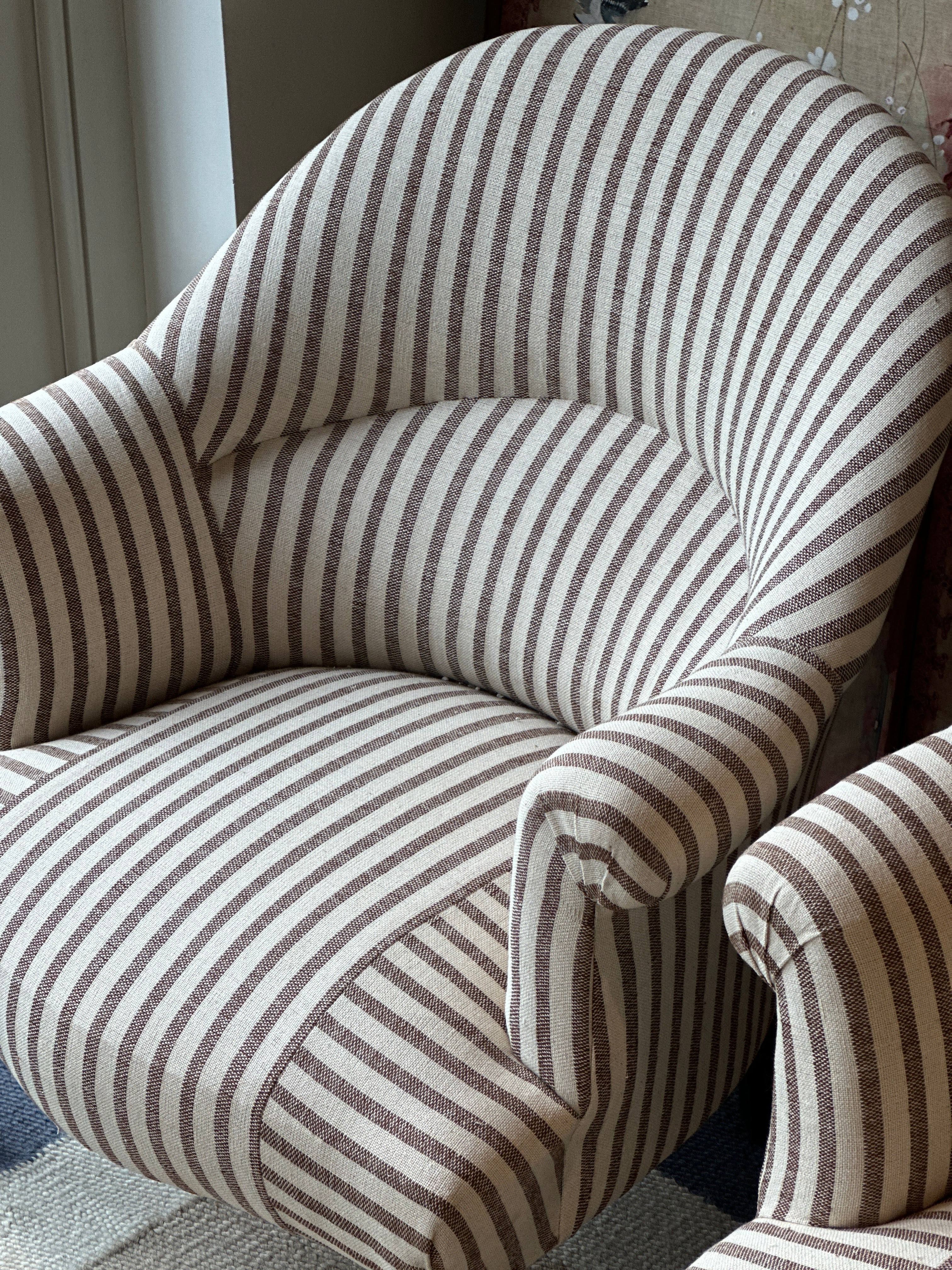 Pair of Crapaud Tub Chairs in GG Olive Sacking Cocoa