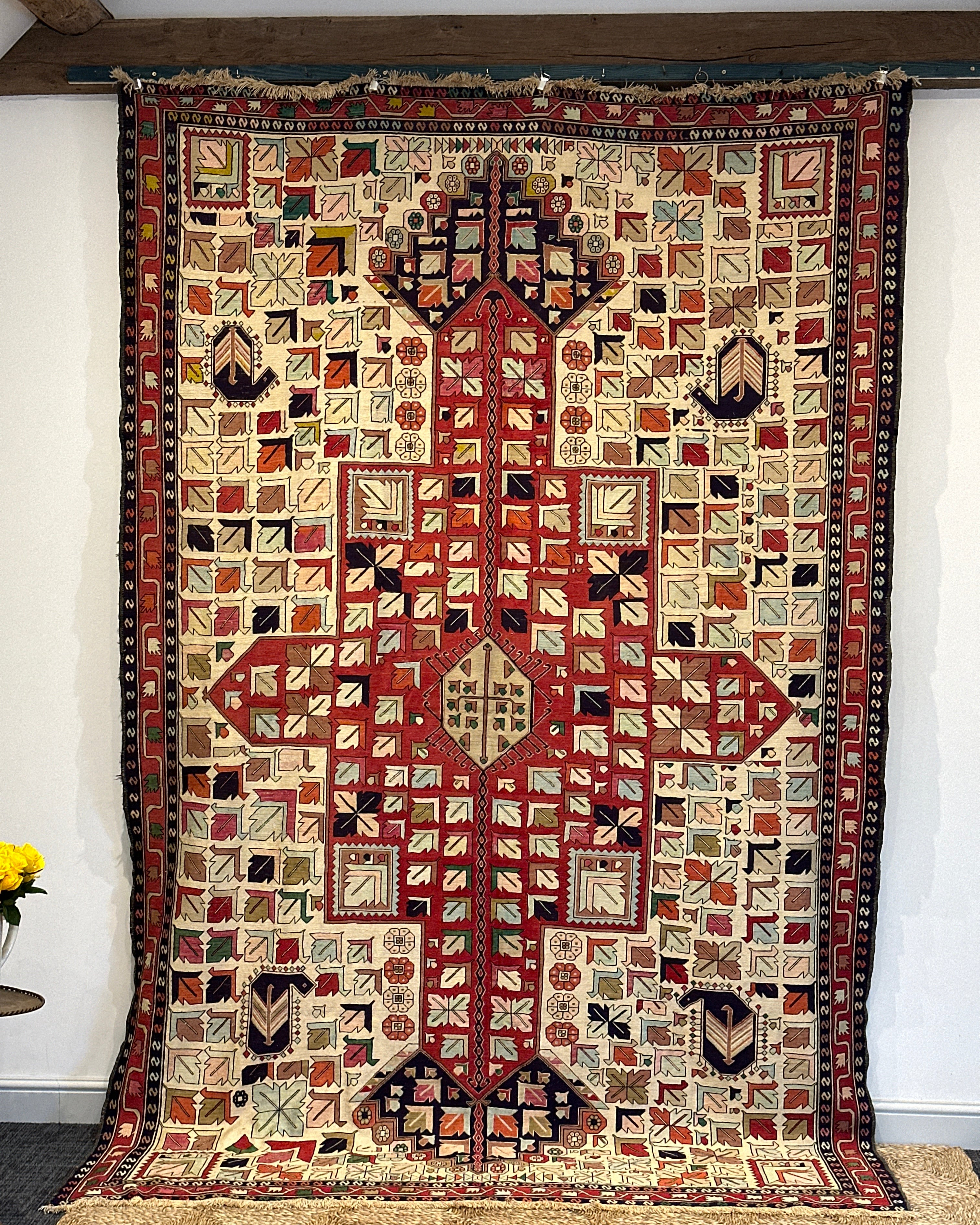 Vibrant Turkish Silk Kilim circa 1940