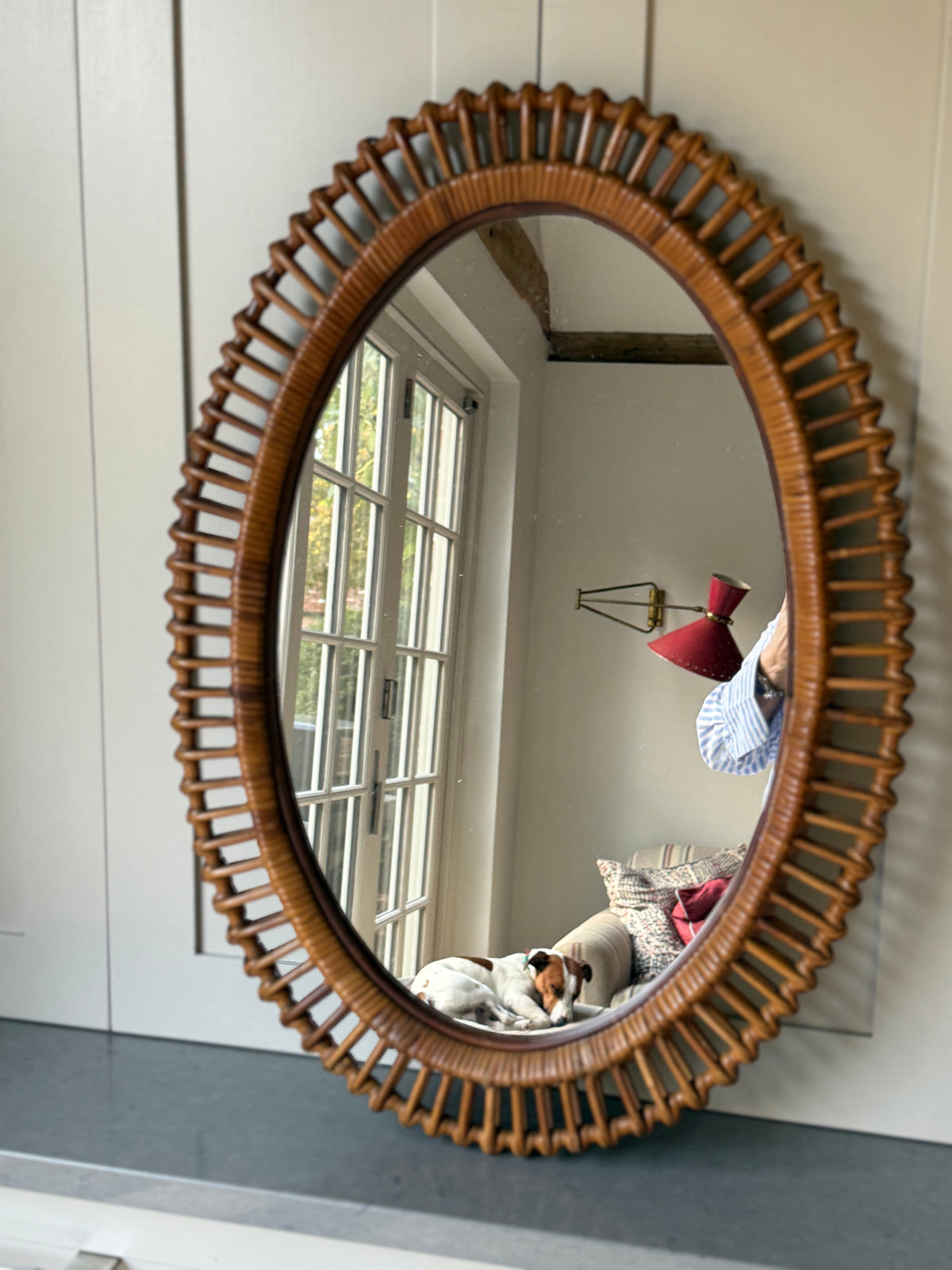 Italian Oval Rattan Mirror