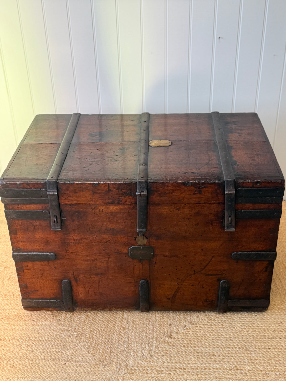 Early 19th Century Iron-Bound Strongbox, Engraved Brass Plaque for Commissary General Sir Randolph Isham Routh KCB