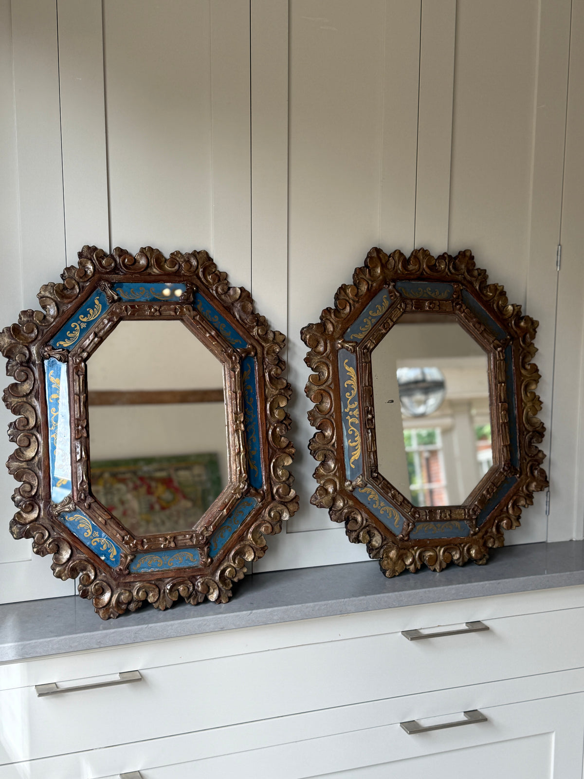 Matched Pair of Octagonal Italianate Mirrors