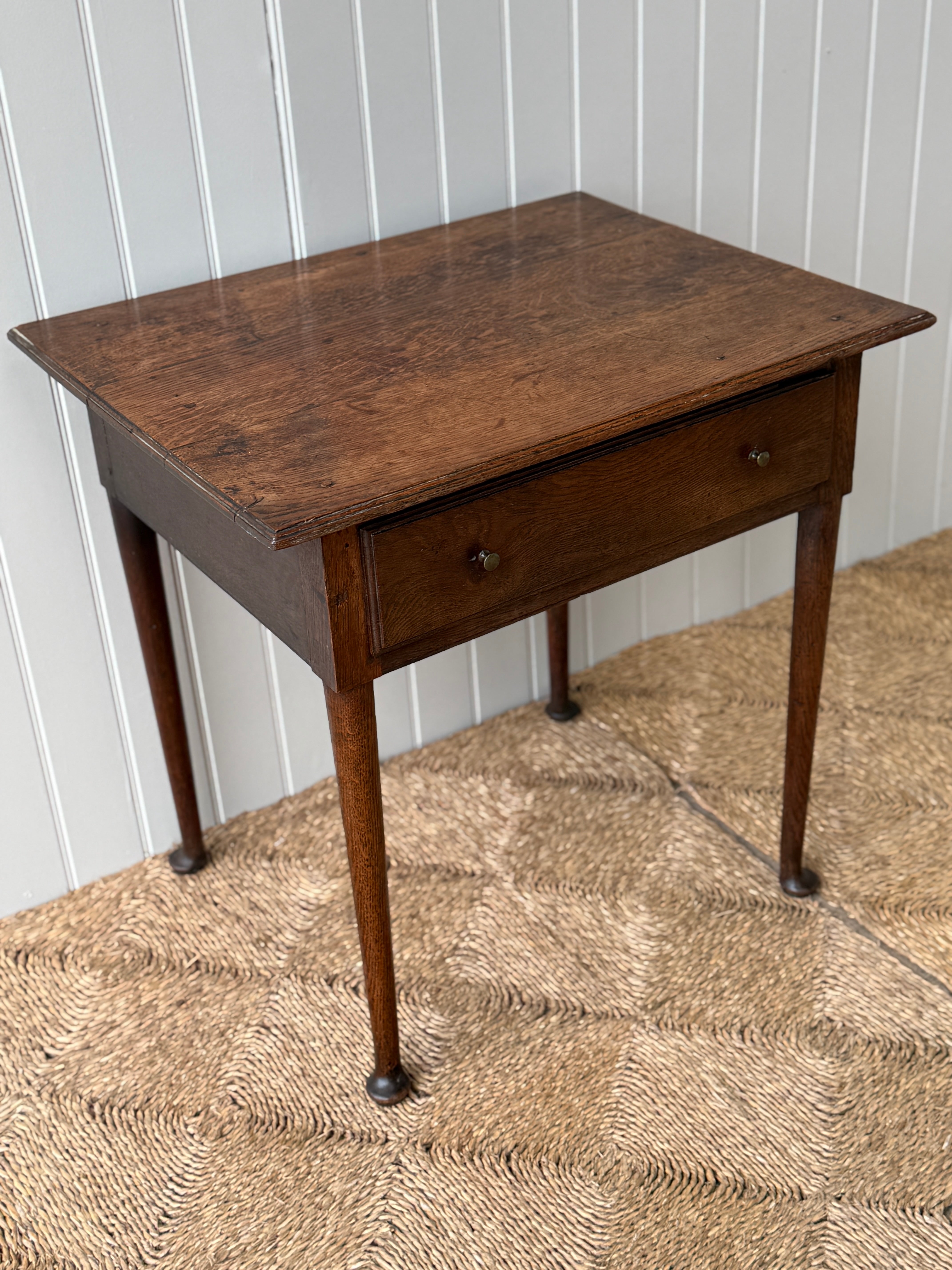 19th Century Oak Side Table with Pad Feet