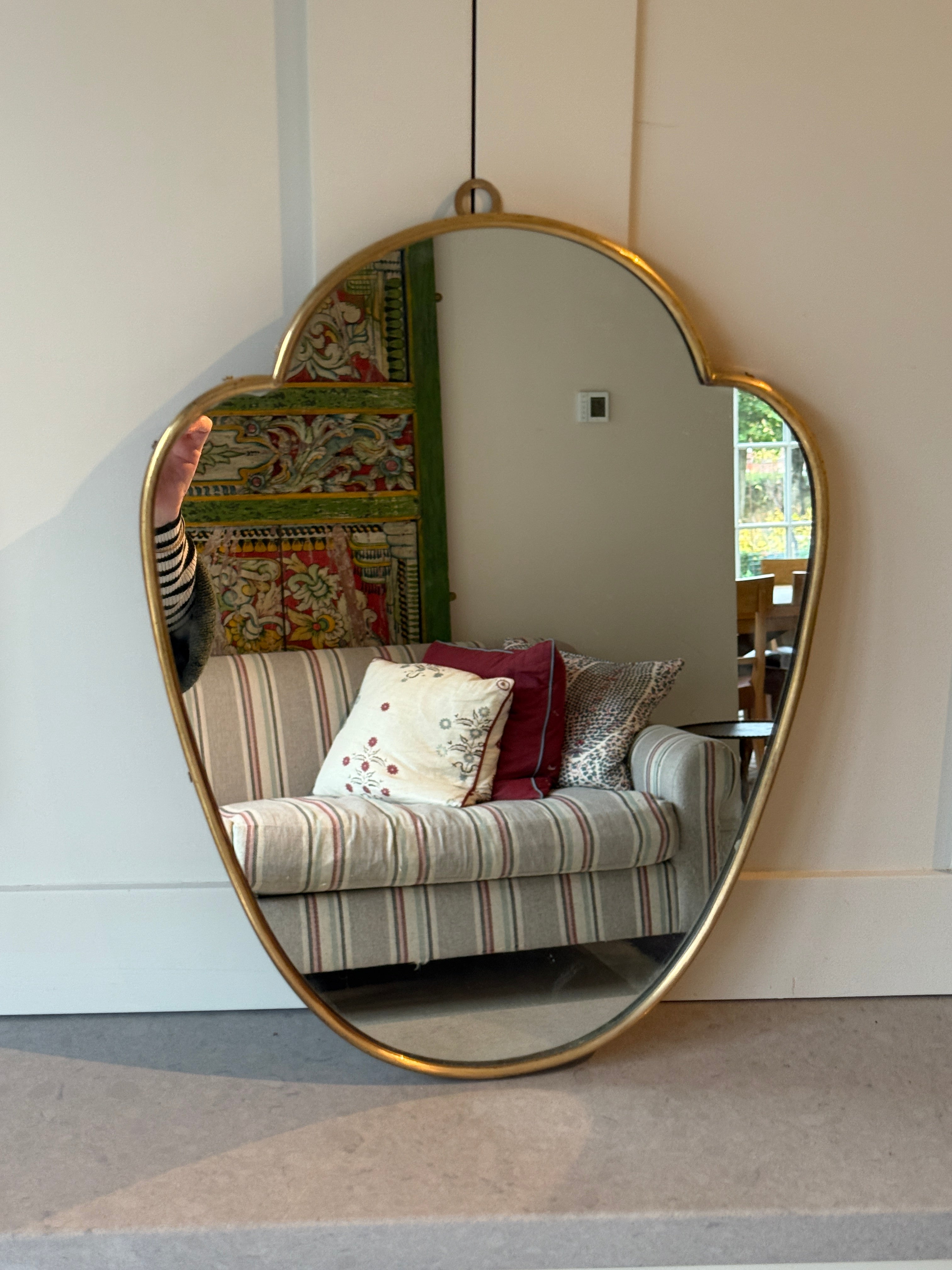 Small Italian Brass Shield Mirror 42.5cm by 33cm