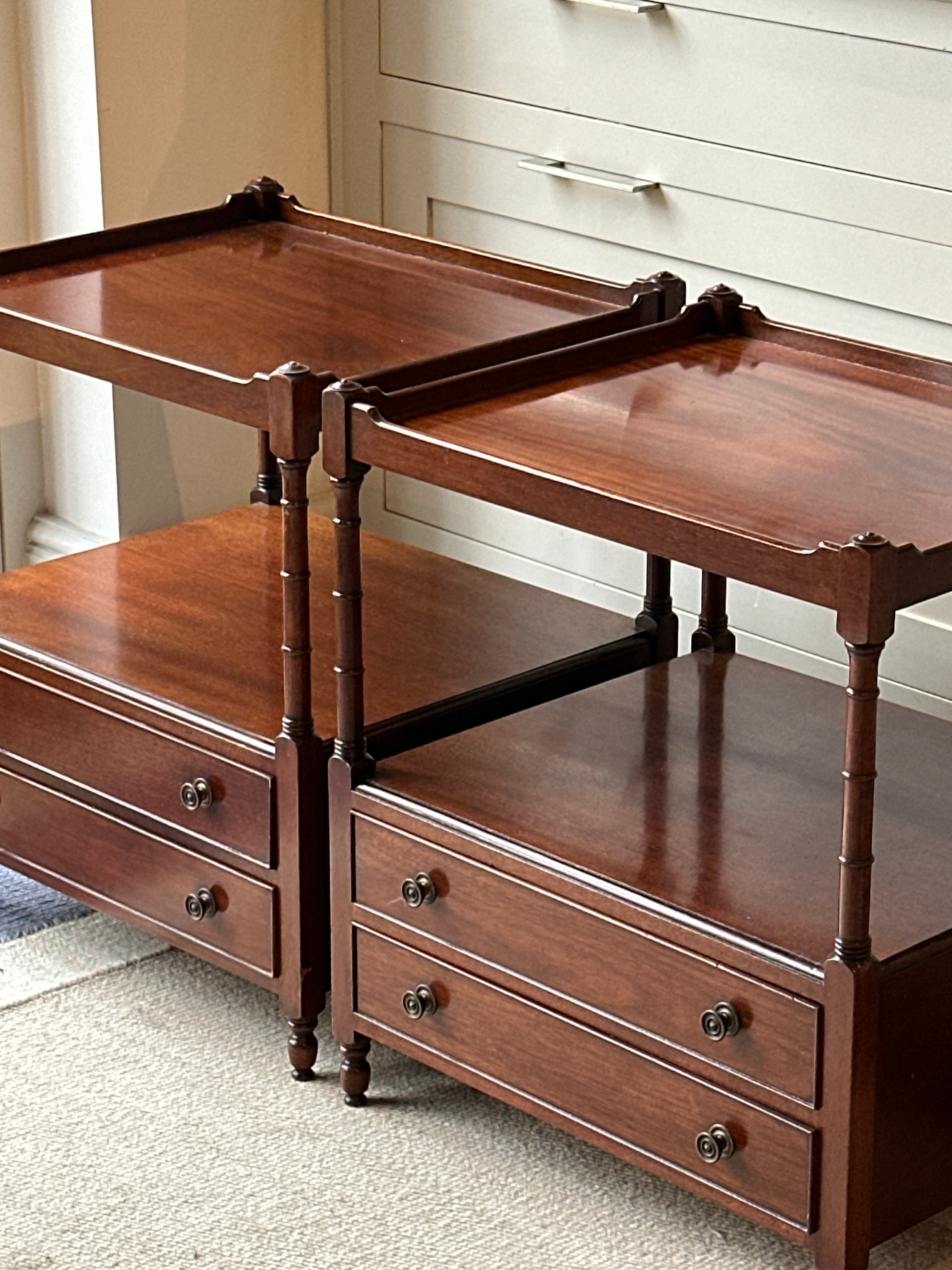 Pair of Large Bedsides in Mahogany