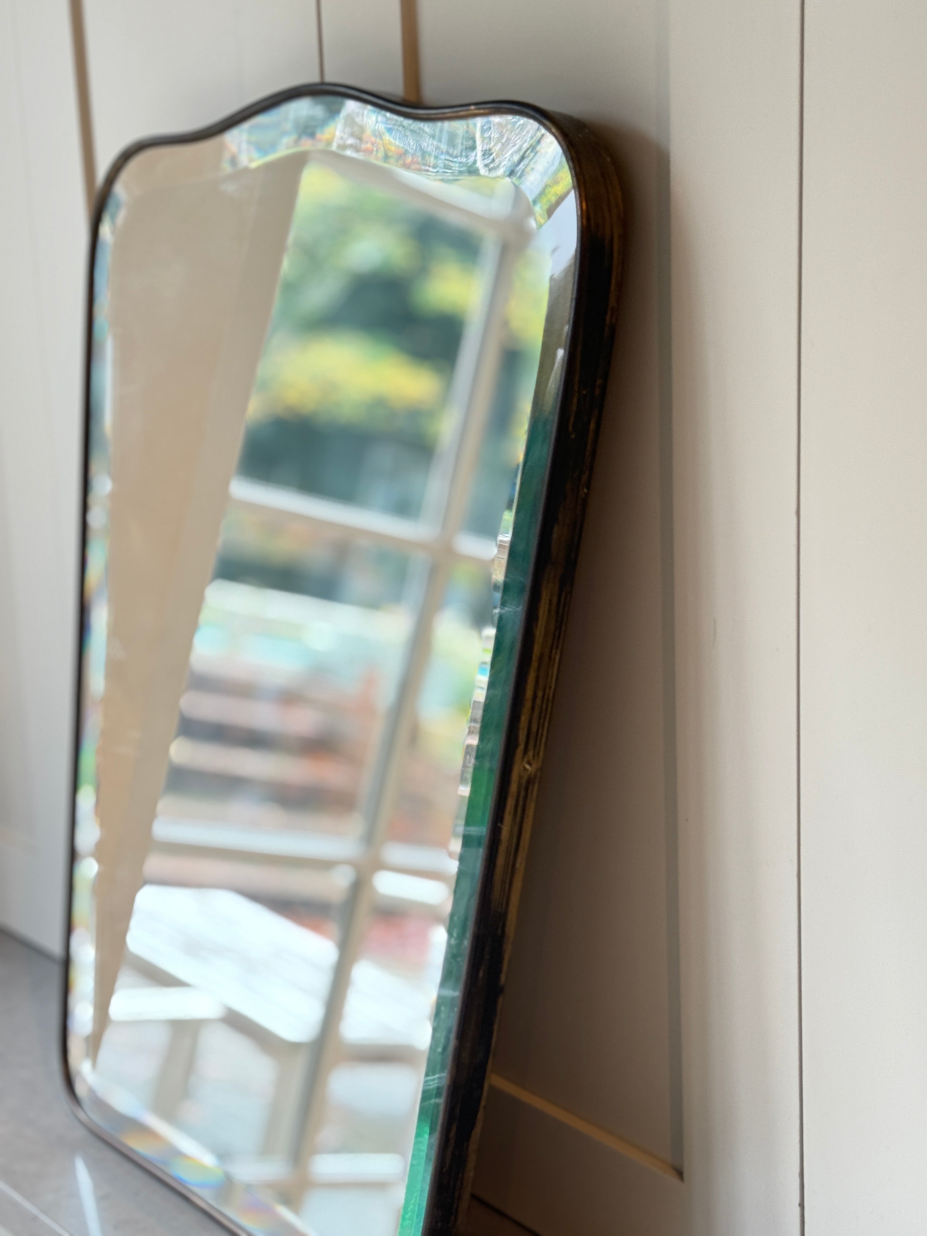 Italian Brass Shield Mirror with Bevelled Plate 60cm by 45cm