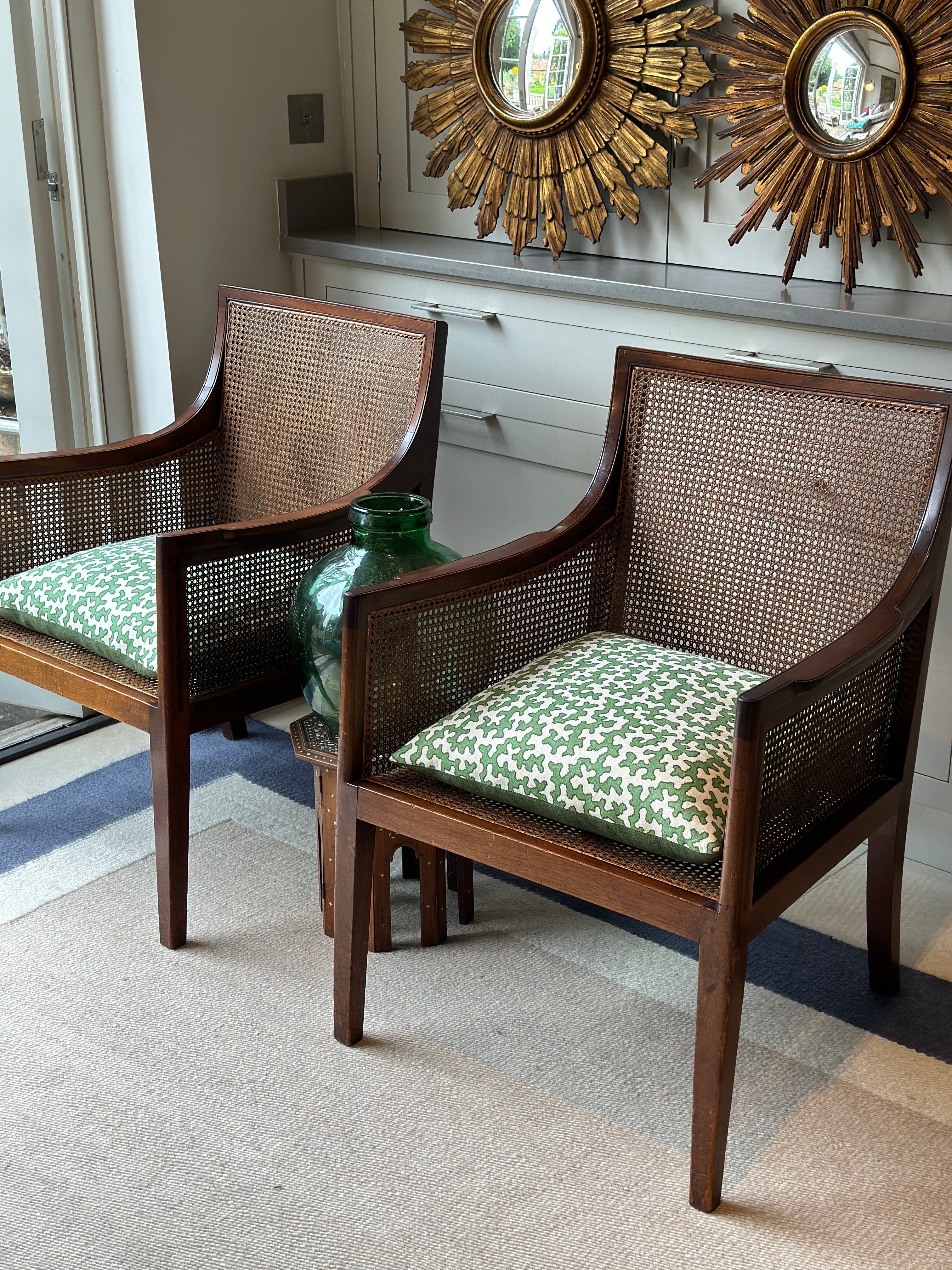 Pair of late 19th Century Mahogany Bergere Chairs