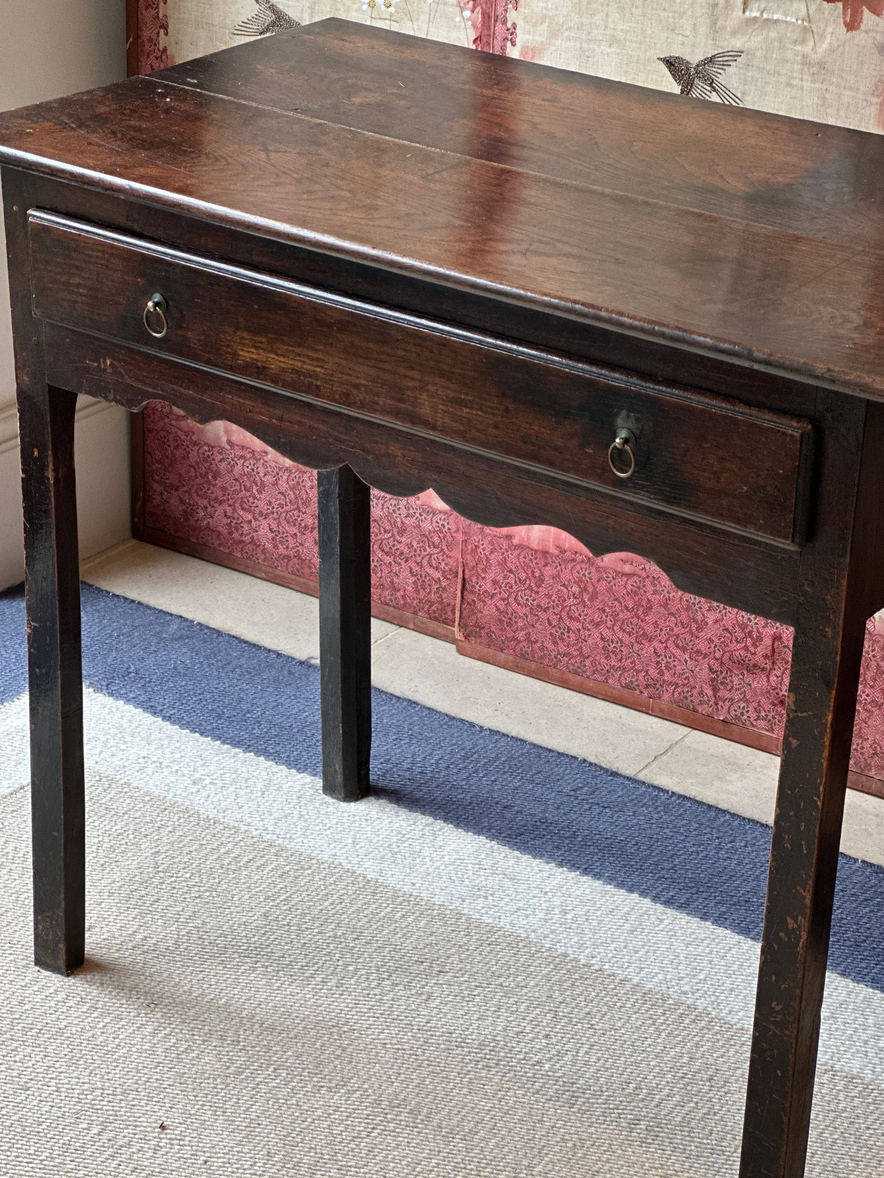 18th Century Oak and Elm Table with lovely carved apron