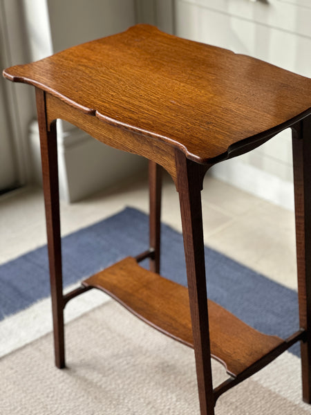 Charming Honeyed Oak Side Table with Shelf