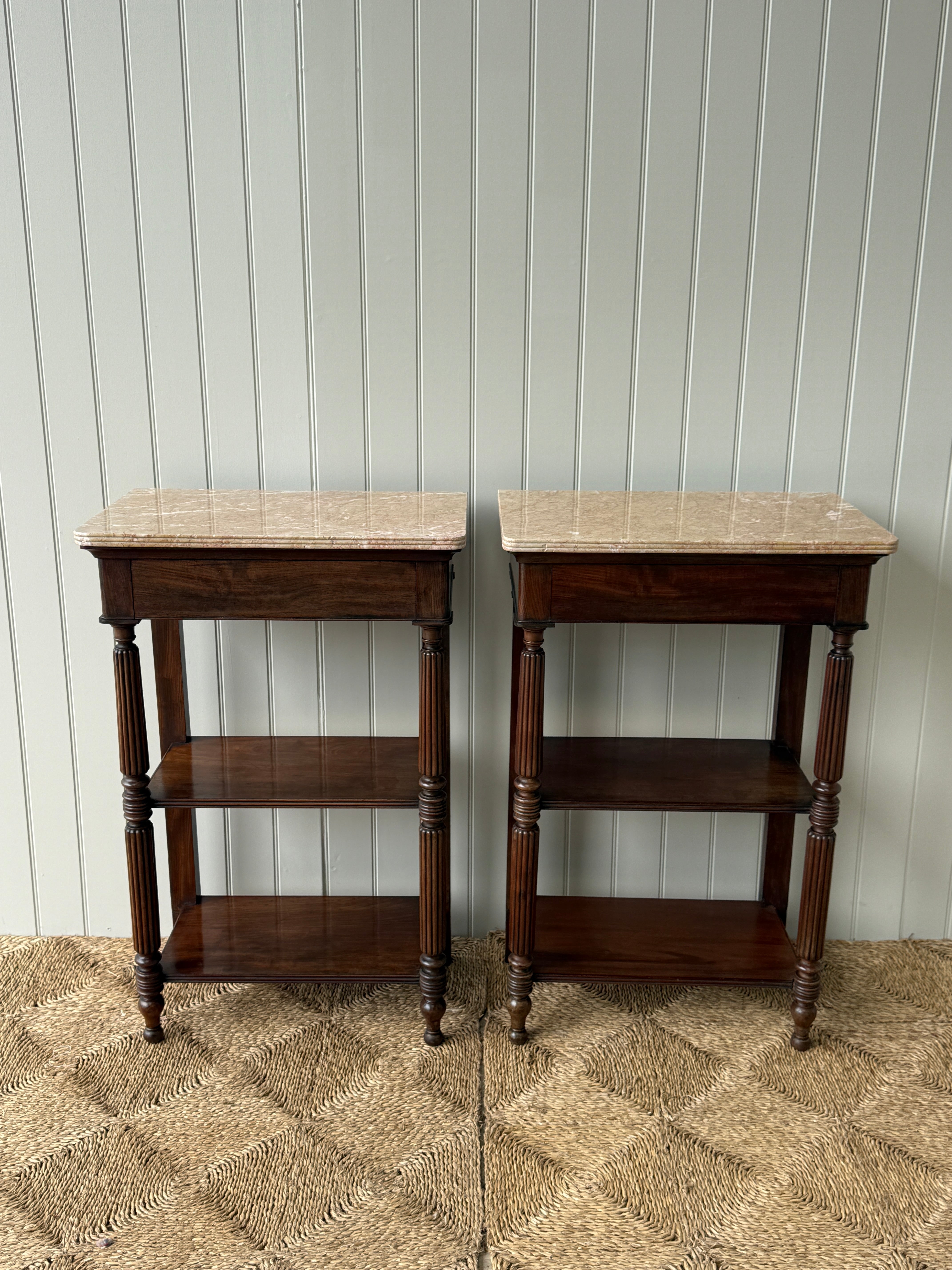 Pair of Tall Marble Topped Etageres