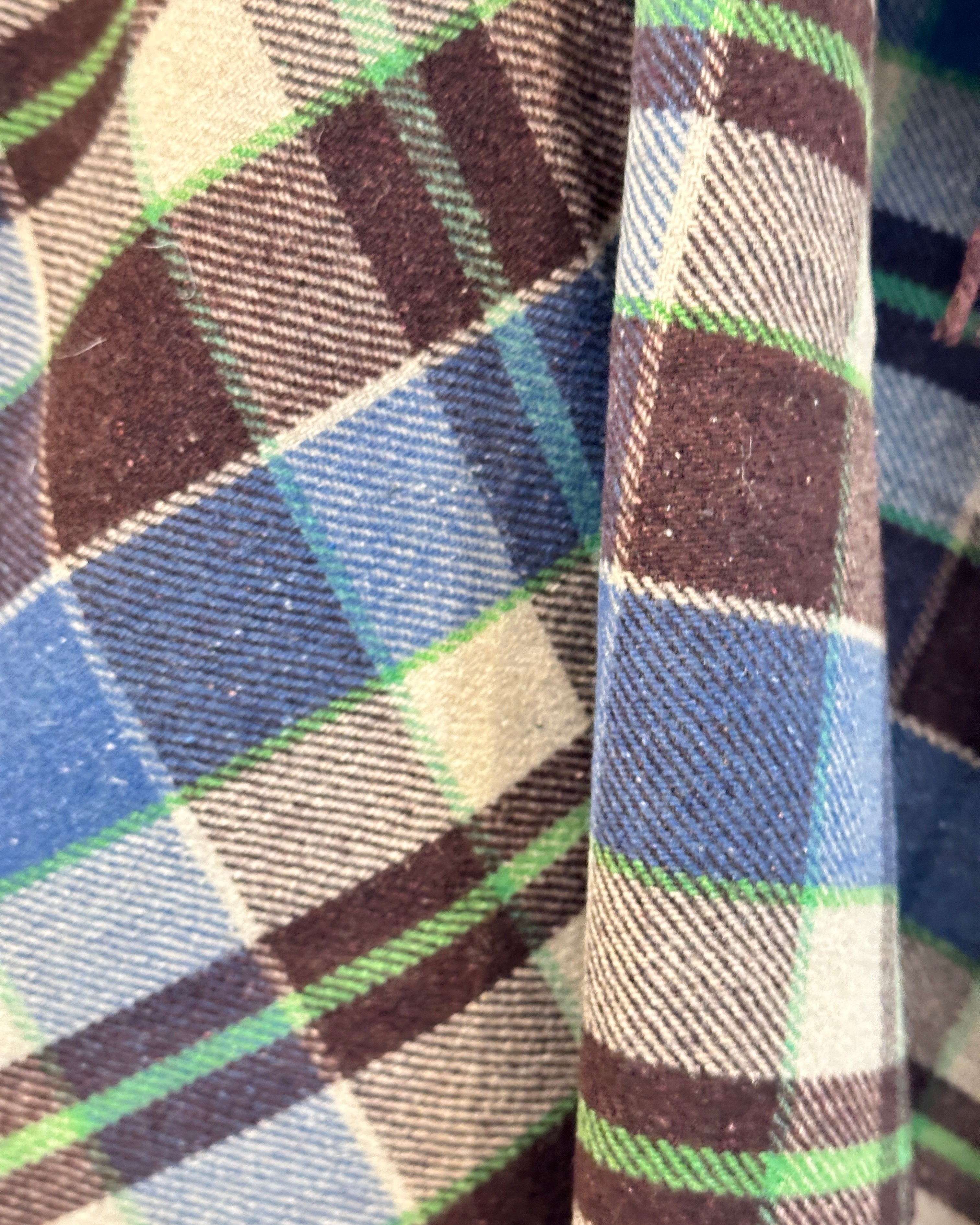 Vintage Brown and Blue Tartan Blanket