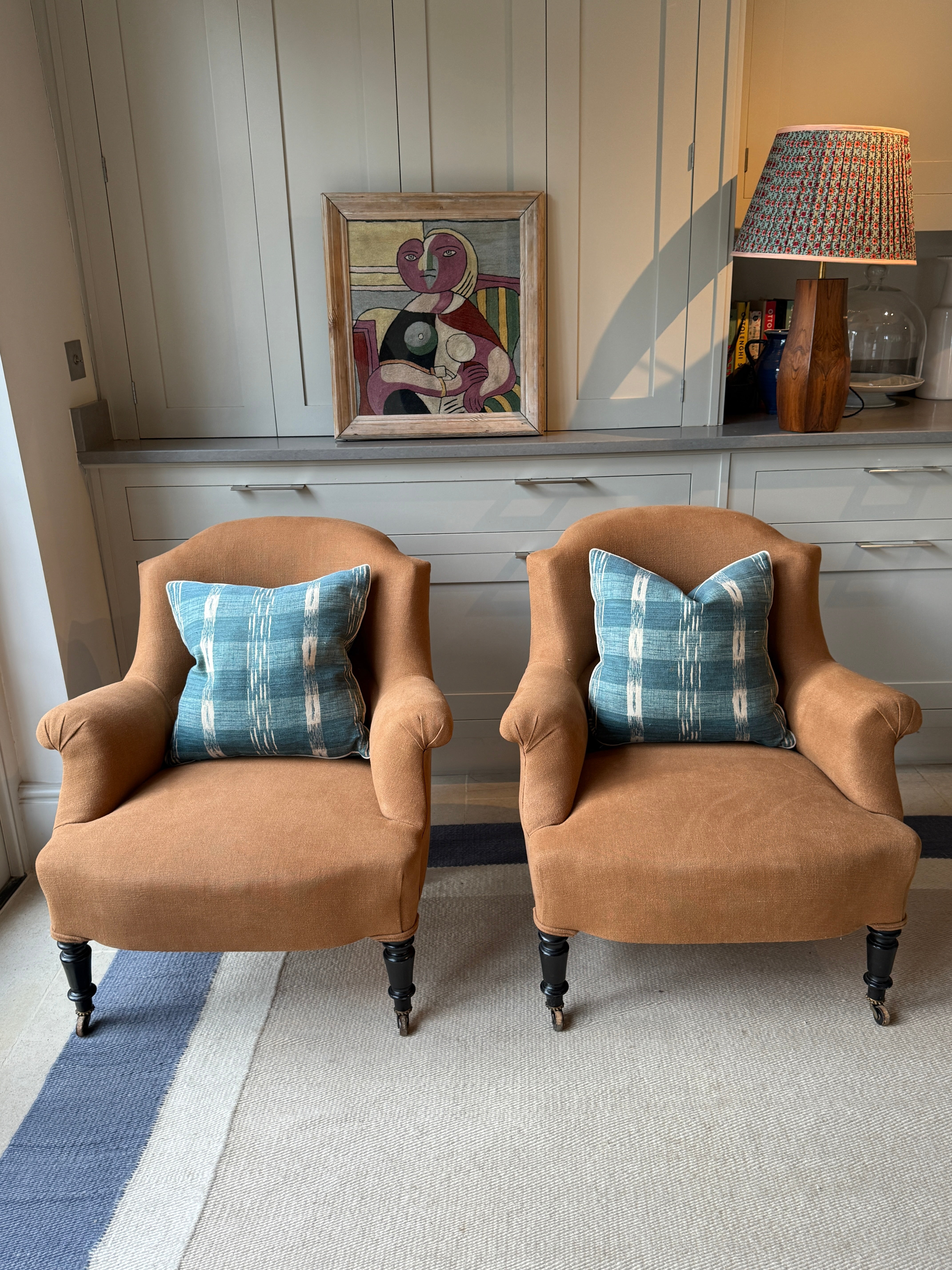 19th Century French Armchair in Rust Coloured Linen