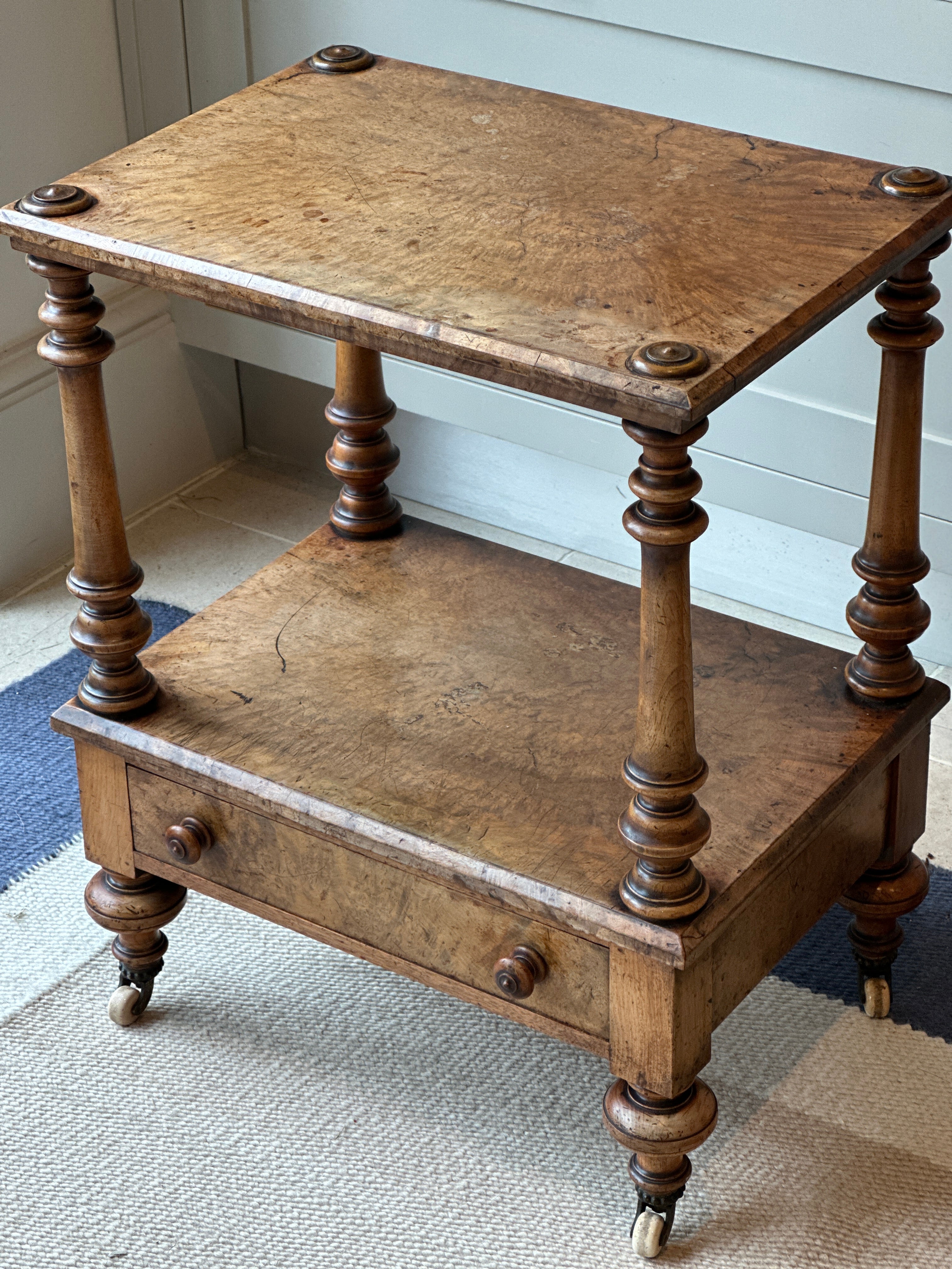 Charming Faded Walnut Side Table