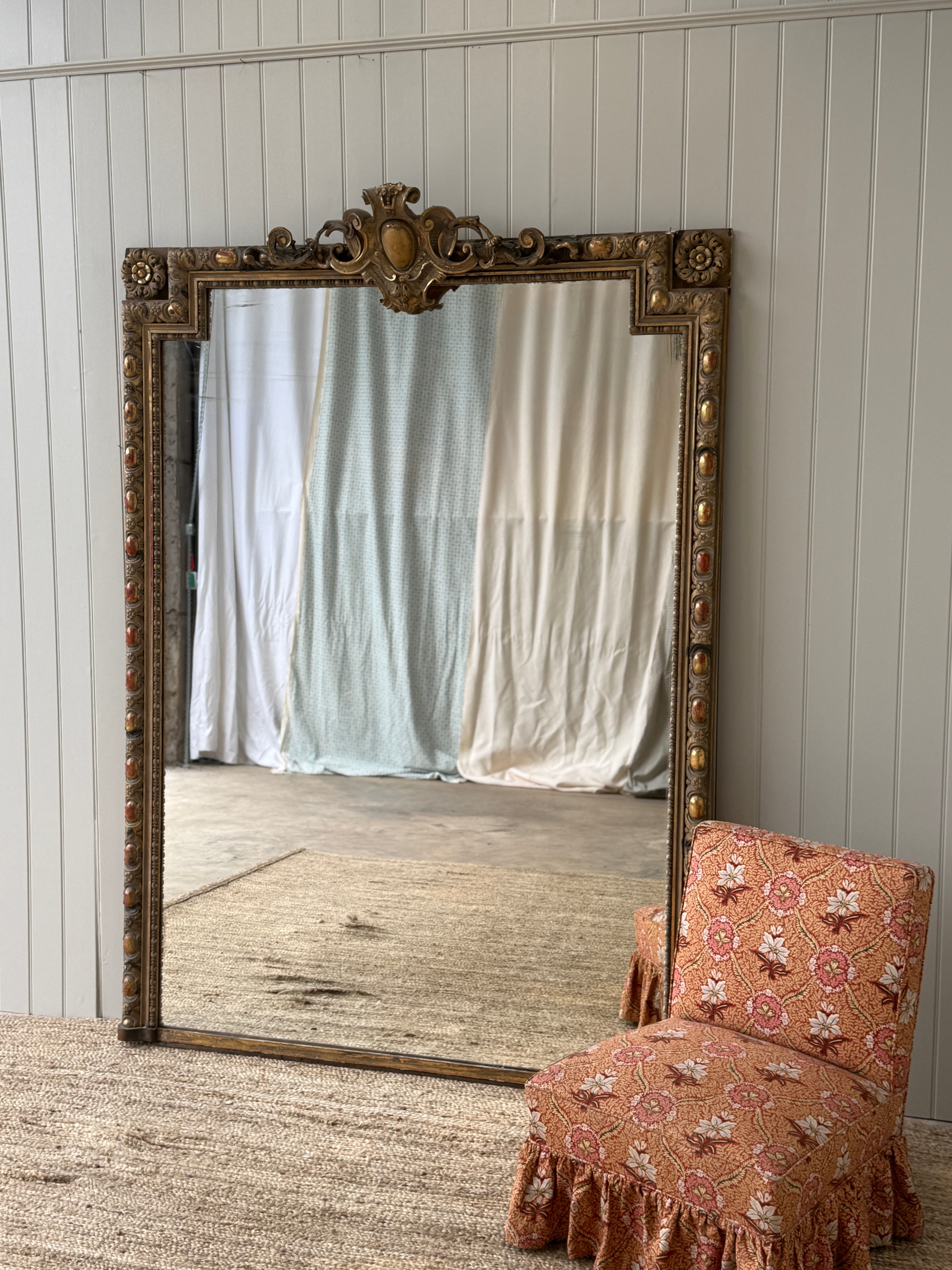 Huge French Gilt Mirror - Faded Grande Dame