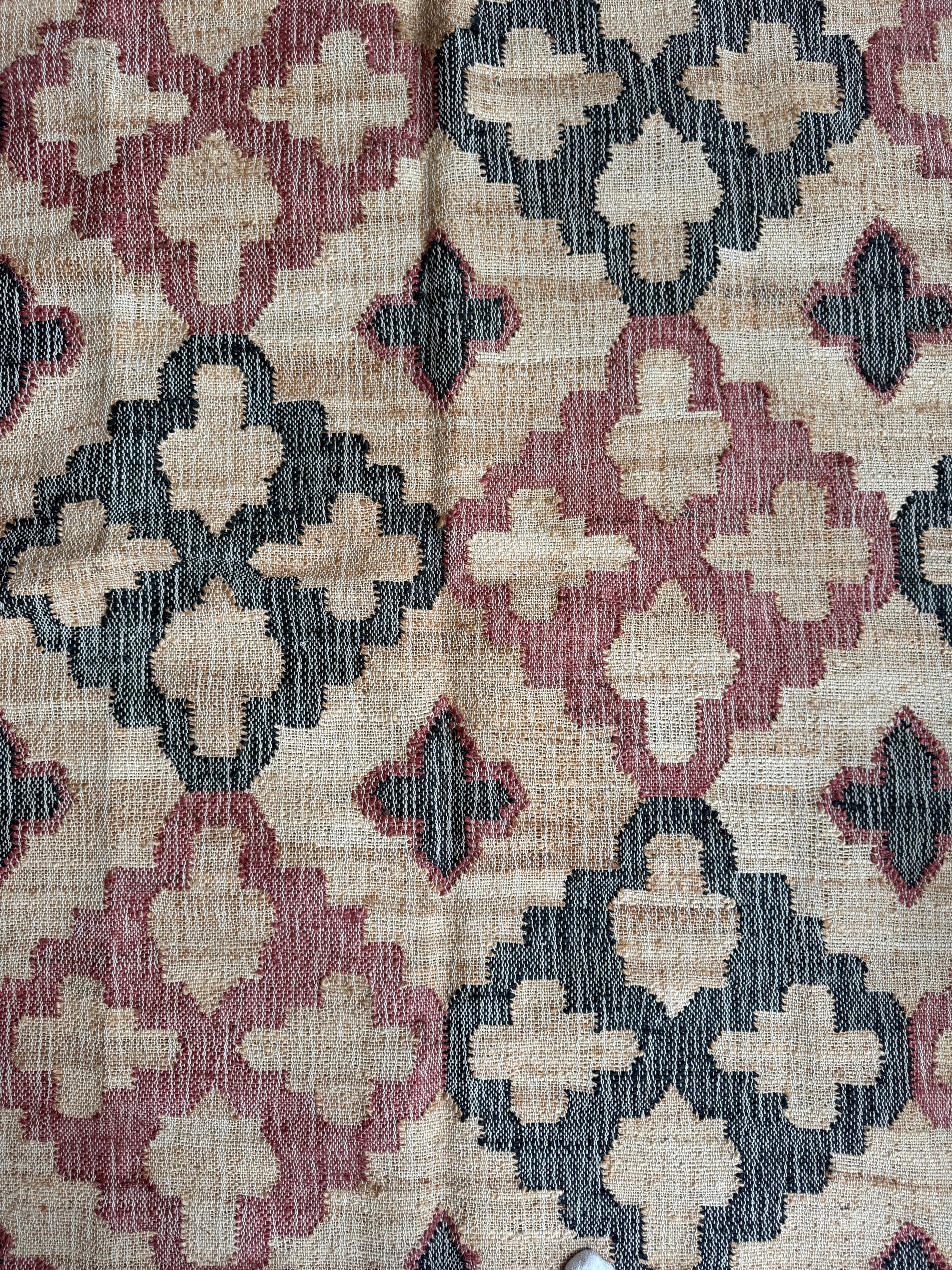 Large Modern Wool & Jute Rug - Floral Design