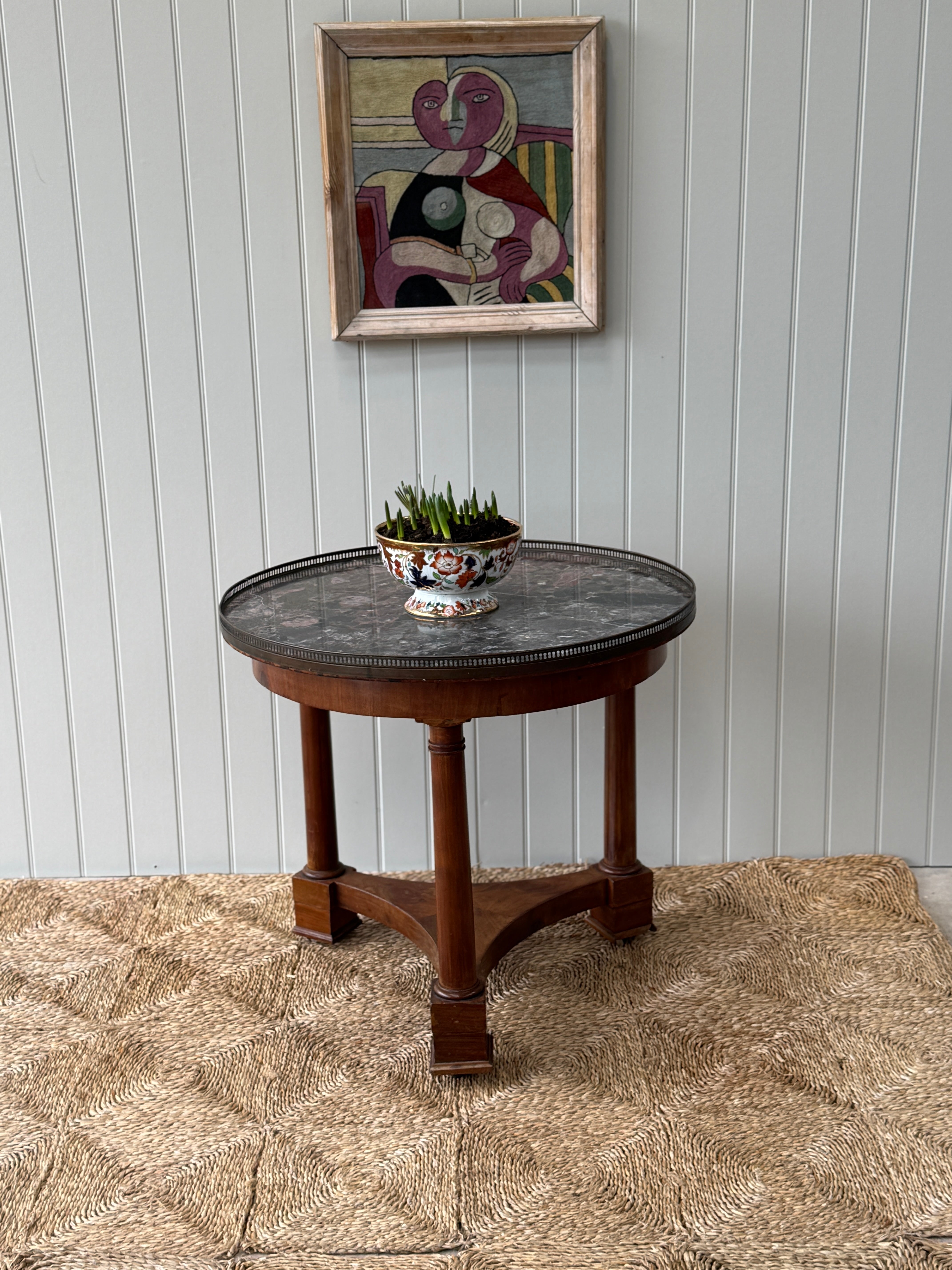 French Gueridon with galleried Marble Top