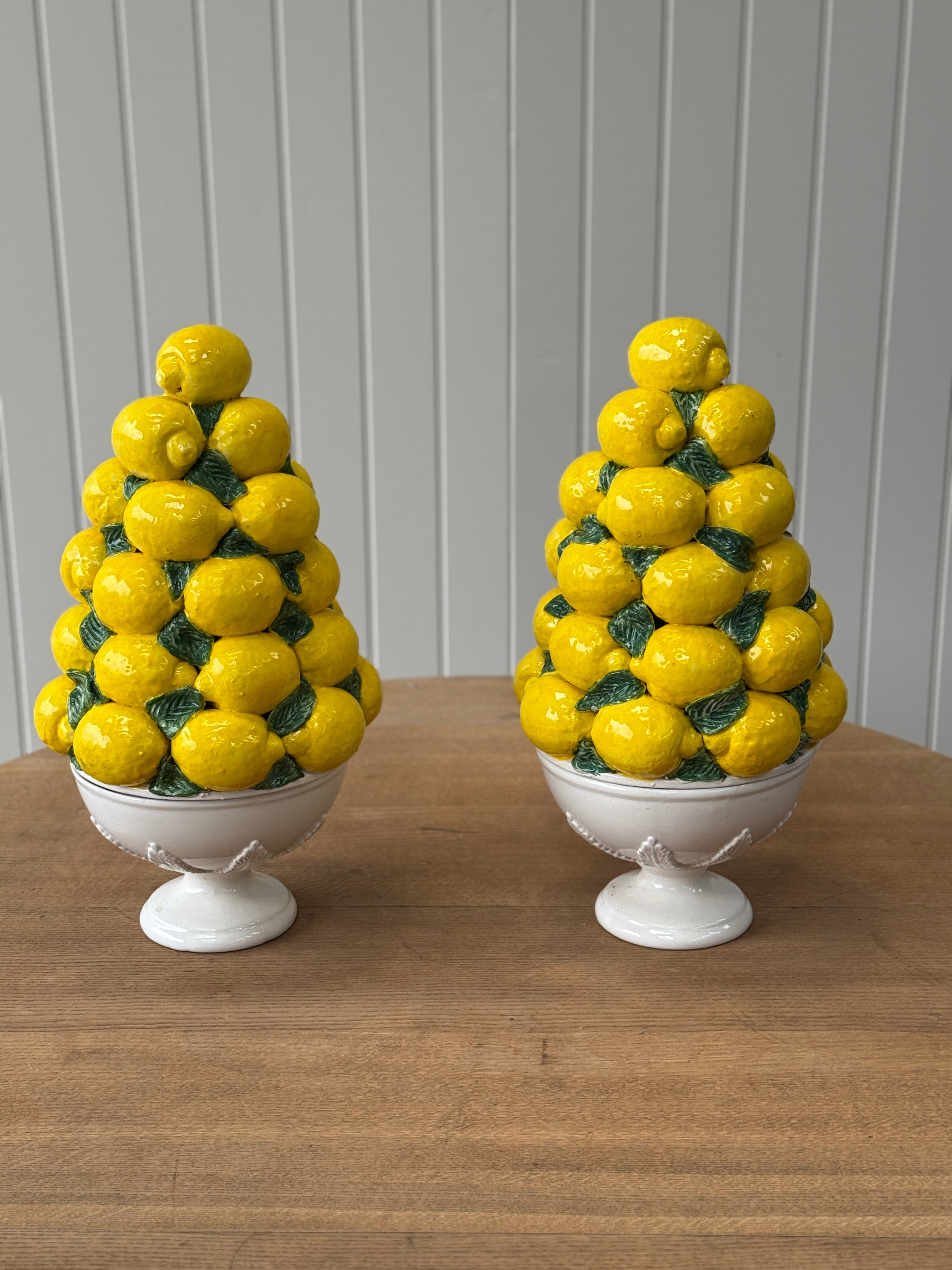 Pair of Italian Lemon Porcelain Centre Pieces