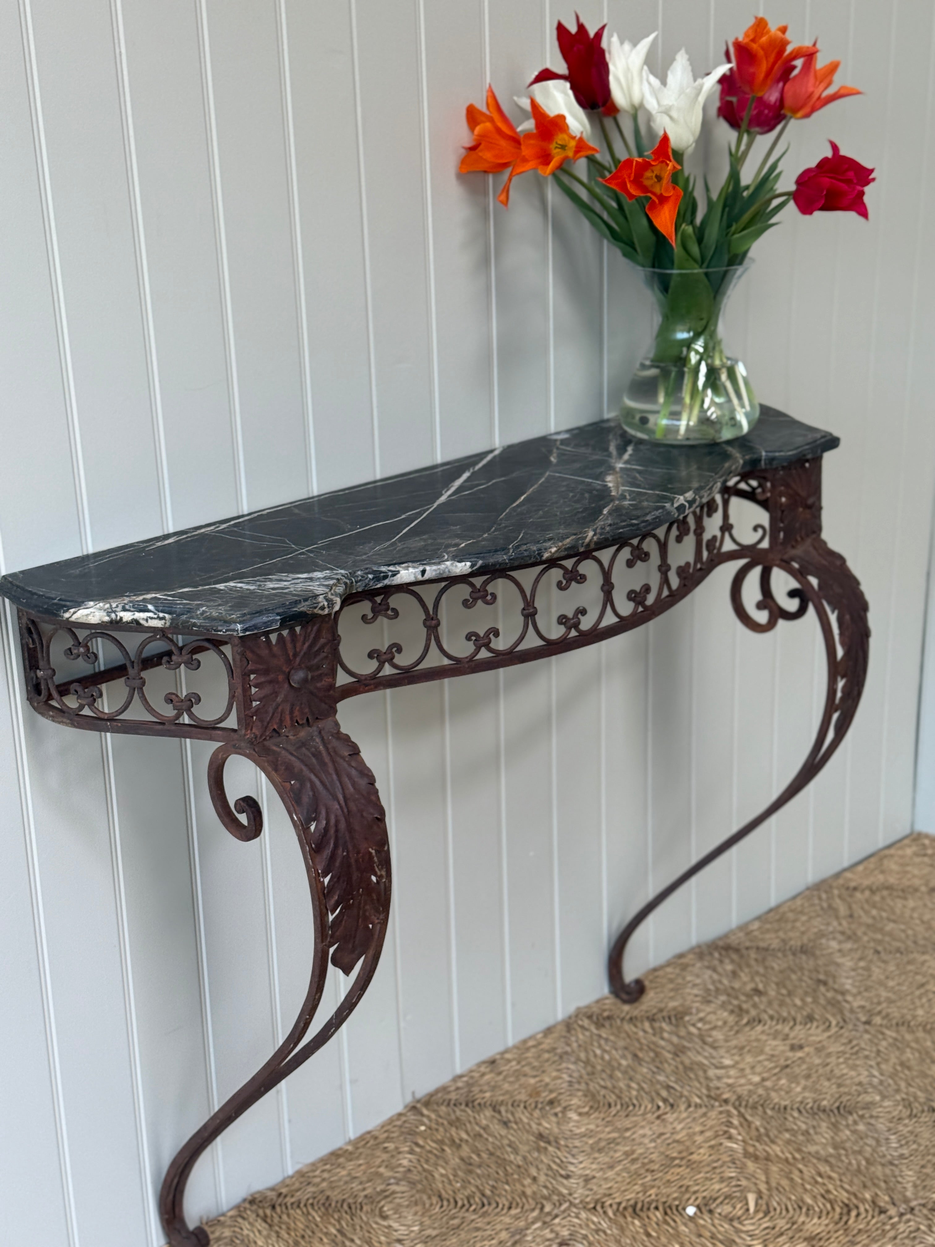French Marble Topped Wall Console