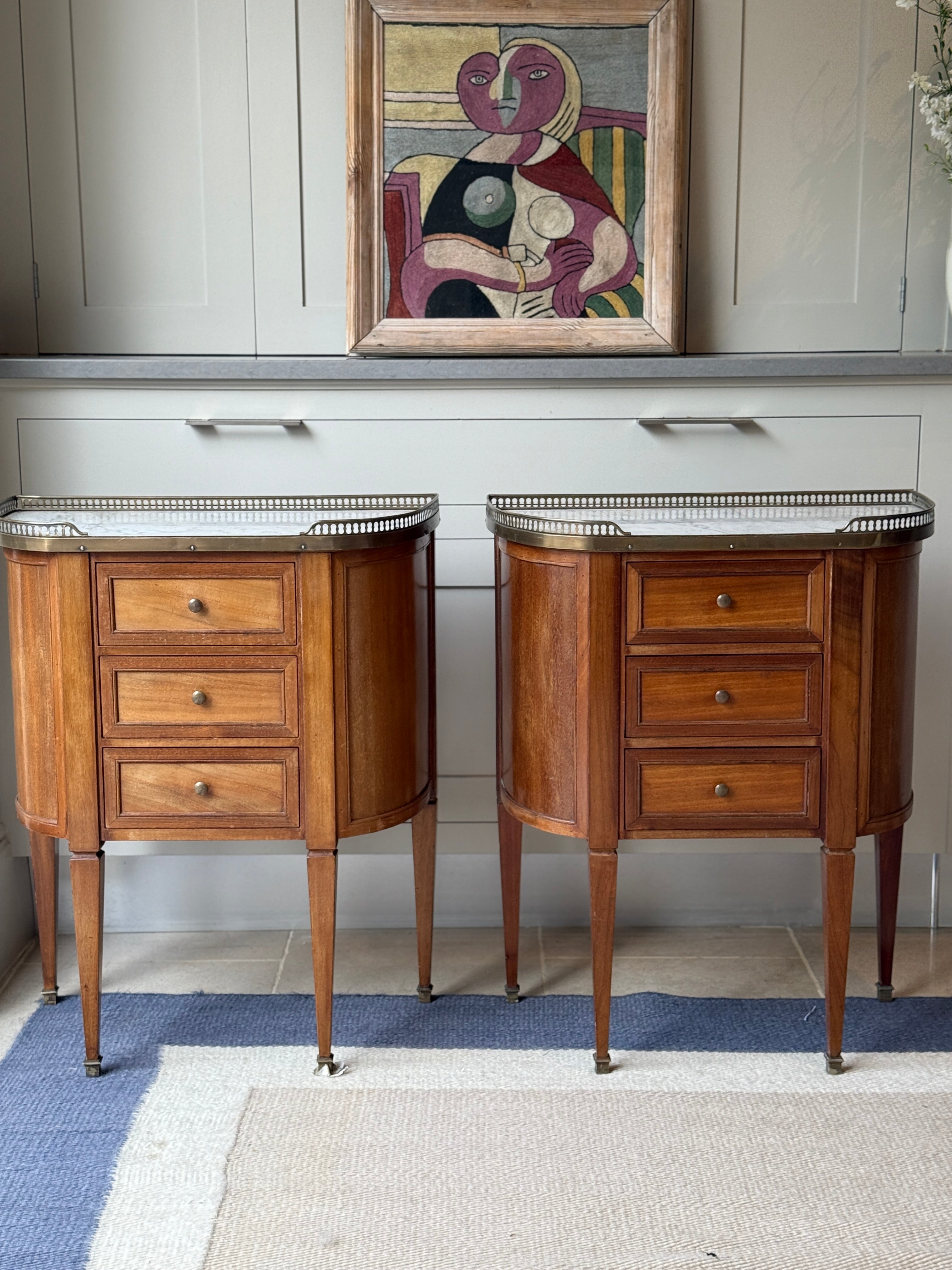 20th Century Marbled Topped Bedside Commodes