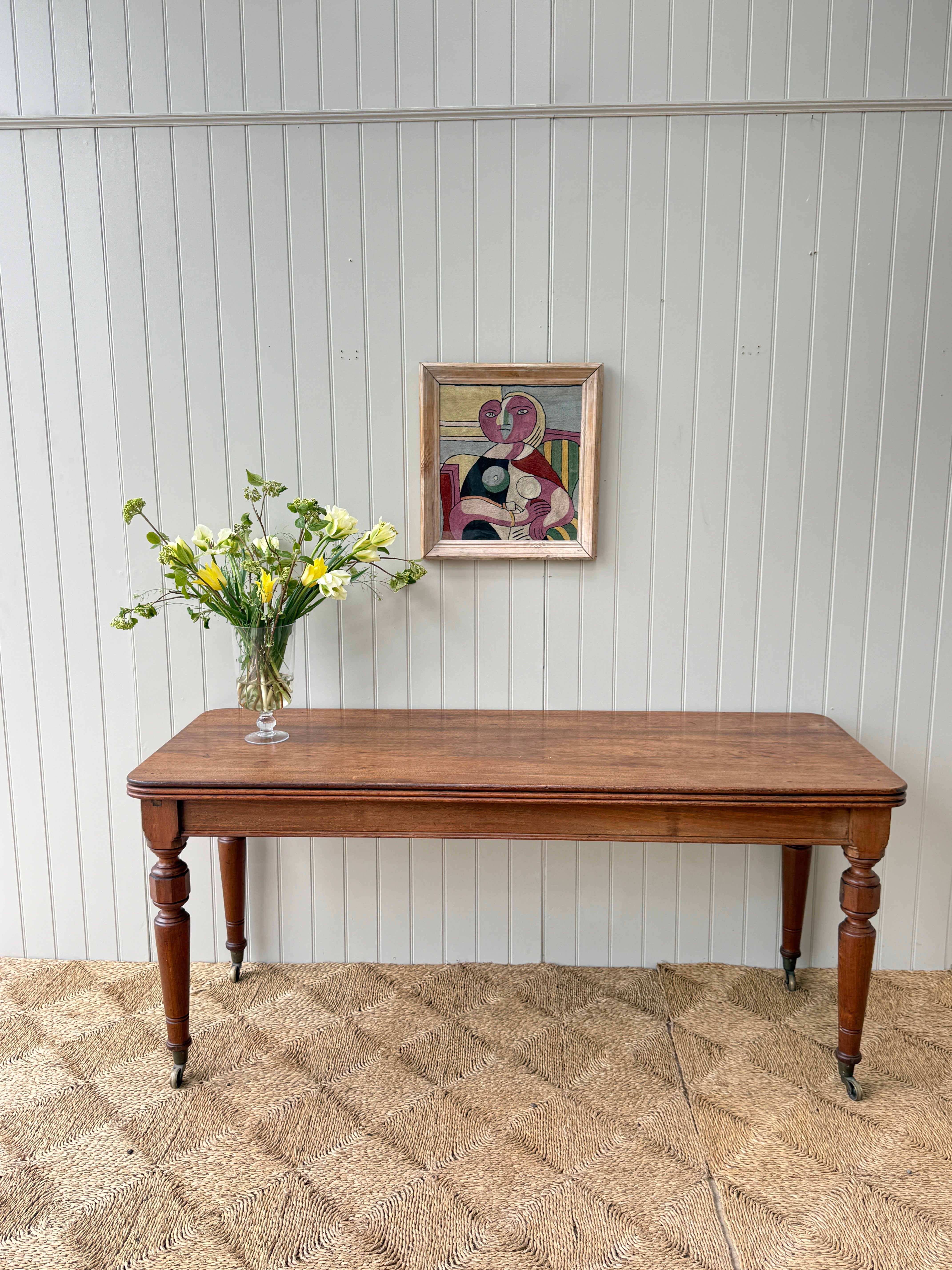Large Early 20th English Oak Console or Display Table on castors