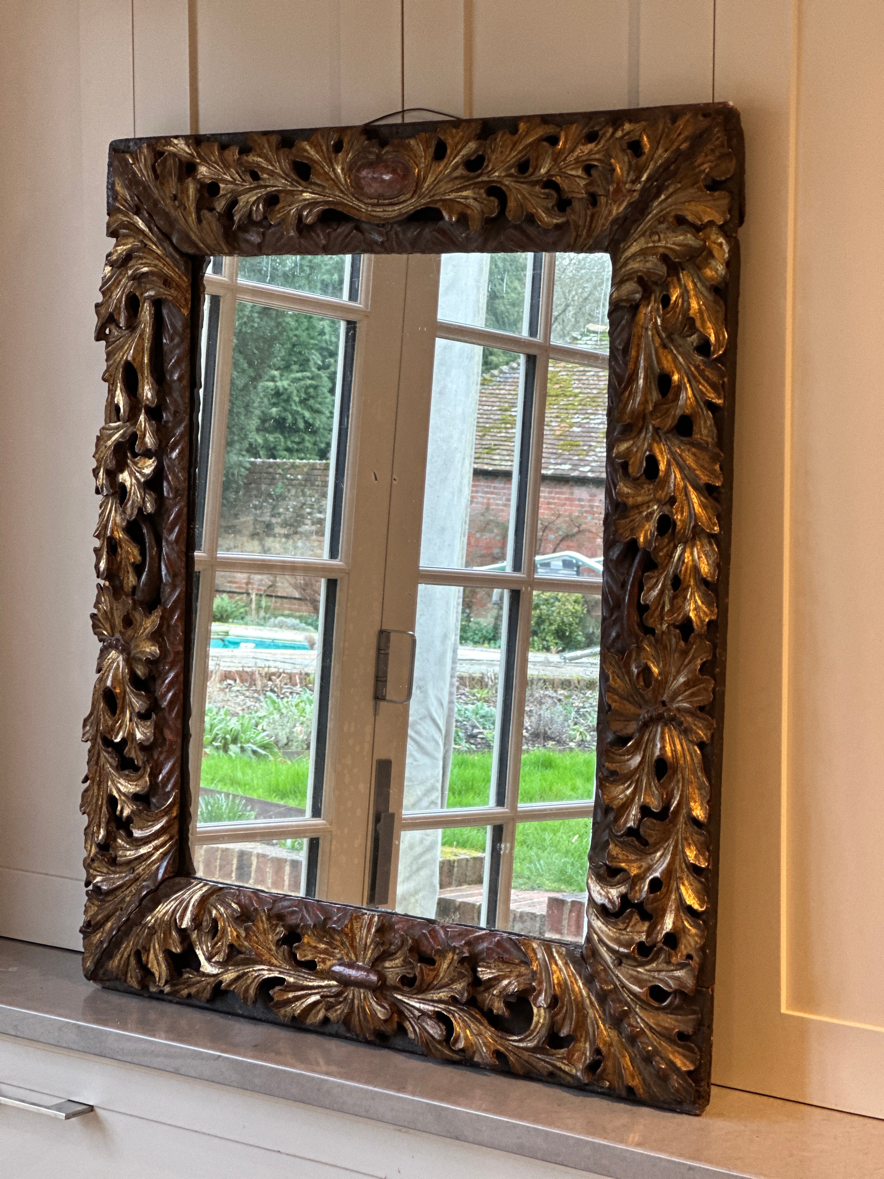 17th Century Italian Carved Wood Mirror