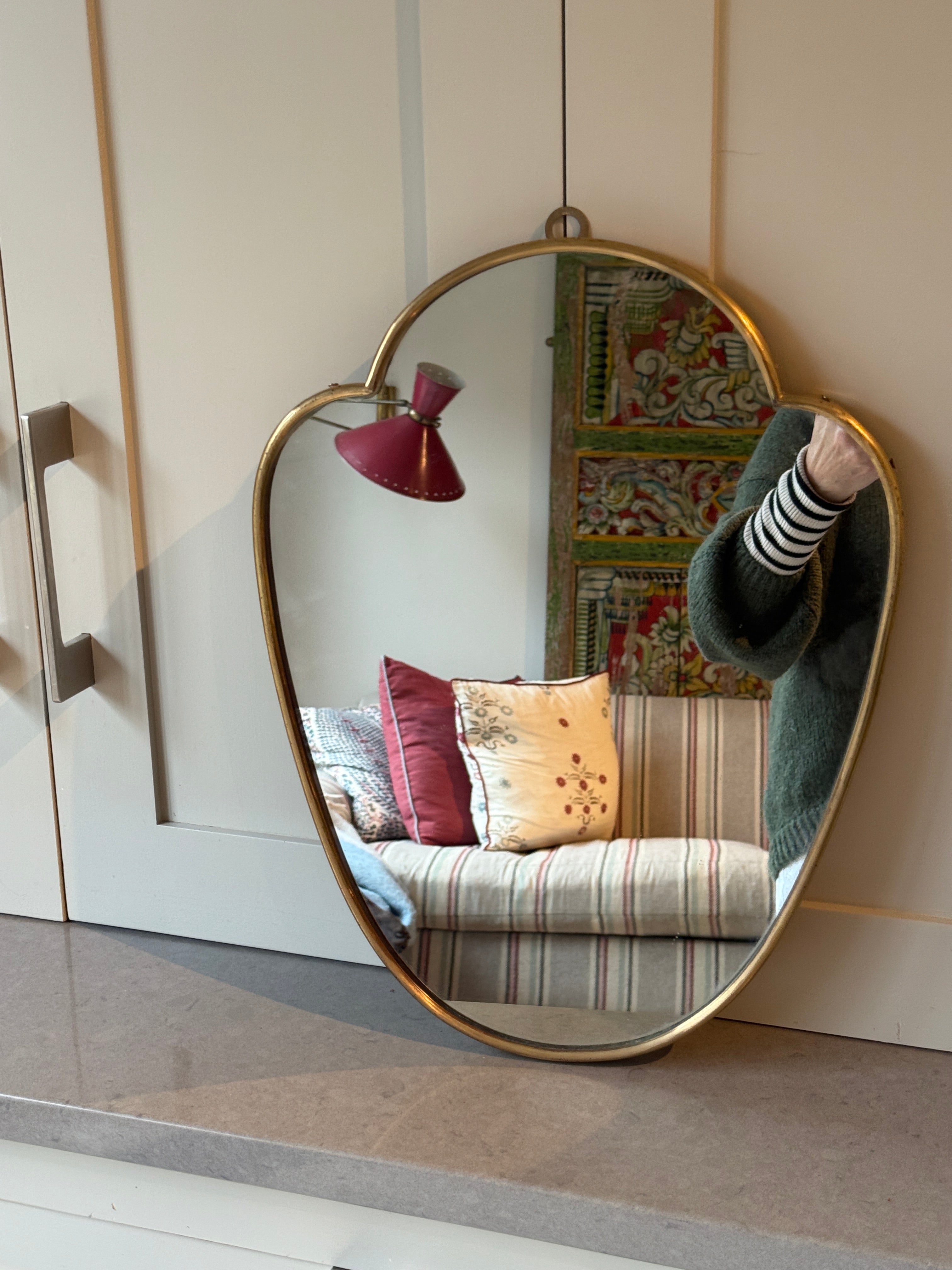 Small Italian Brass Shield Mirror 42.5cm by 33cm