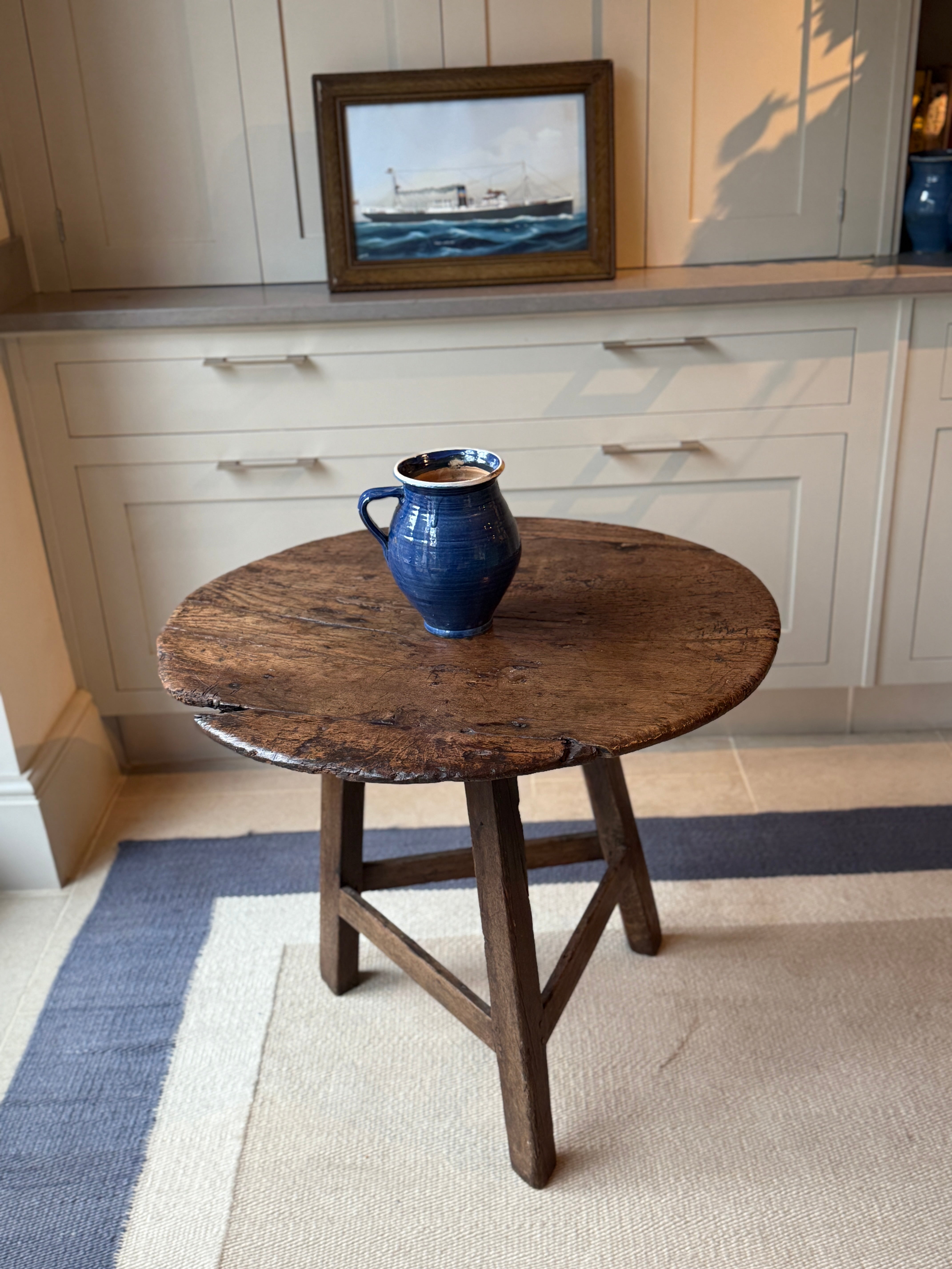 Rustic Welsh 18th Century Oak Cricket Table